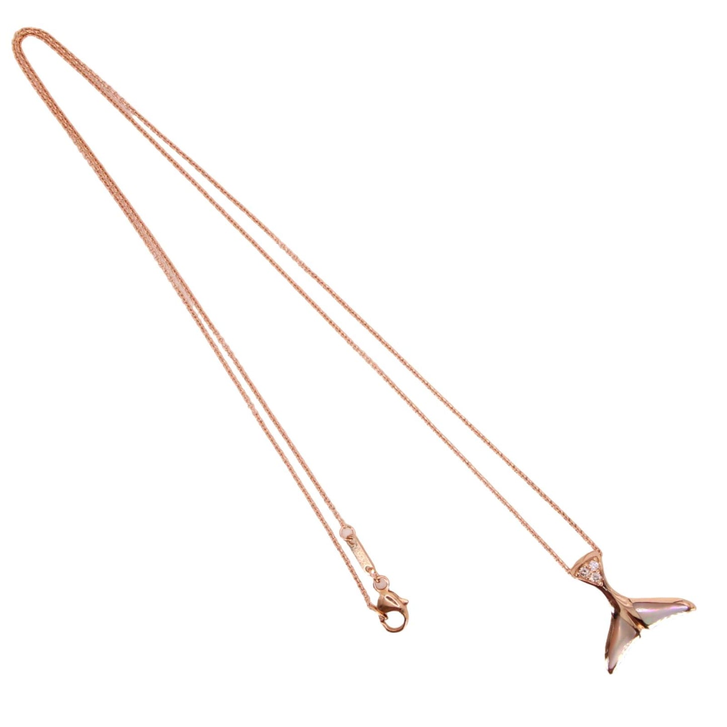 Kabana 14kt Rose Gold Diamond Inlaid Mother of Pearl Whale Tail Chain Necklace