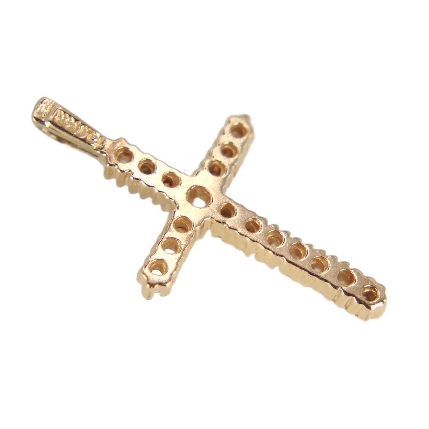 Estate 14kt Yellow Gold Diamond Jesus Cross Charm Pendant 0.28 CTTW