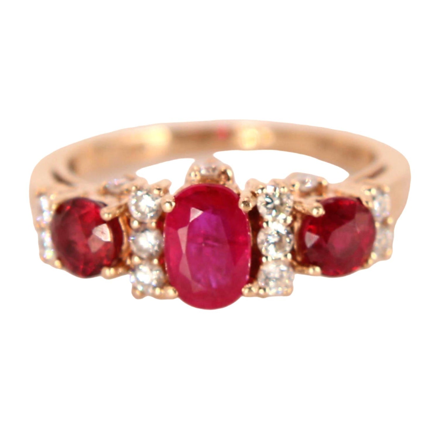 LeVian Passion Ruby Vanilla Diamond Strawberry Gold Ring Size 5
