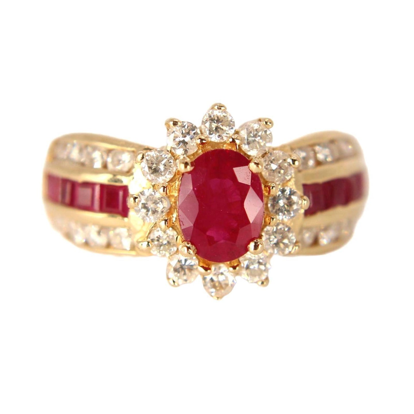 Vintage 14kt Yellow Gold Natural Ruby & Diamond Engagement Ring Size 6.5