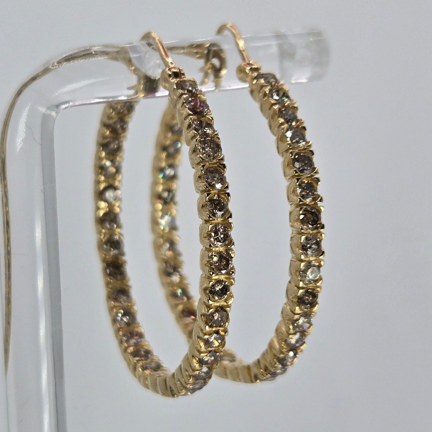 14kt Yellow Gold Diamond 2.5CTTW Inside Out VDC Hoop Earrings