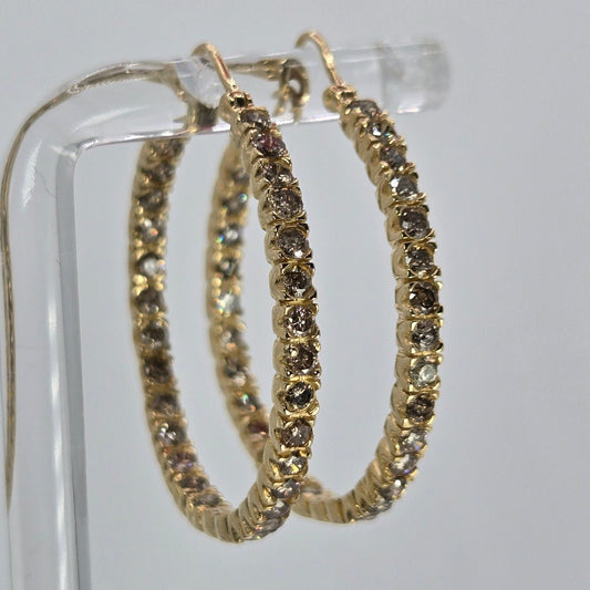 14kt Yellow Gold Diamond 2.5CTTW Inside Out VDC Hoop Earrings