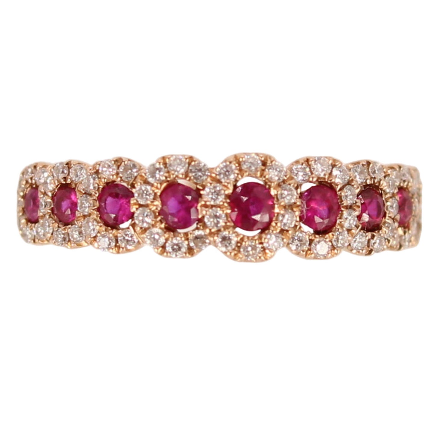 LeVian 18k Yellow Gold Natural Ruby Diamond Stacker Ring Size 5.25