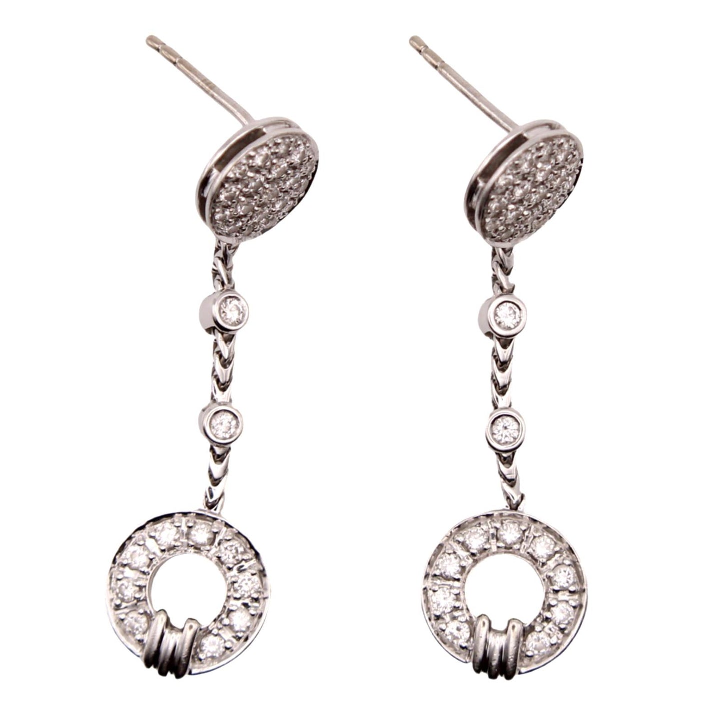 Di Modolo Tempia 18kt White Gold Diamond Dangle Italy Earrings 0.84 cttw
