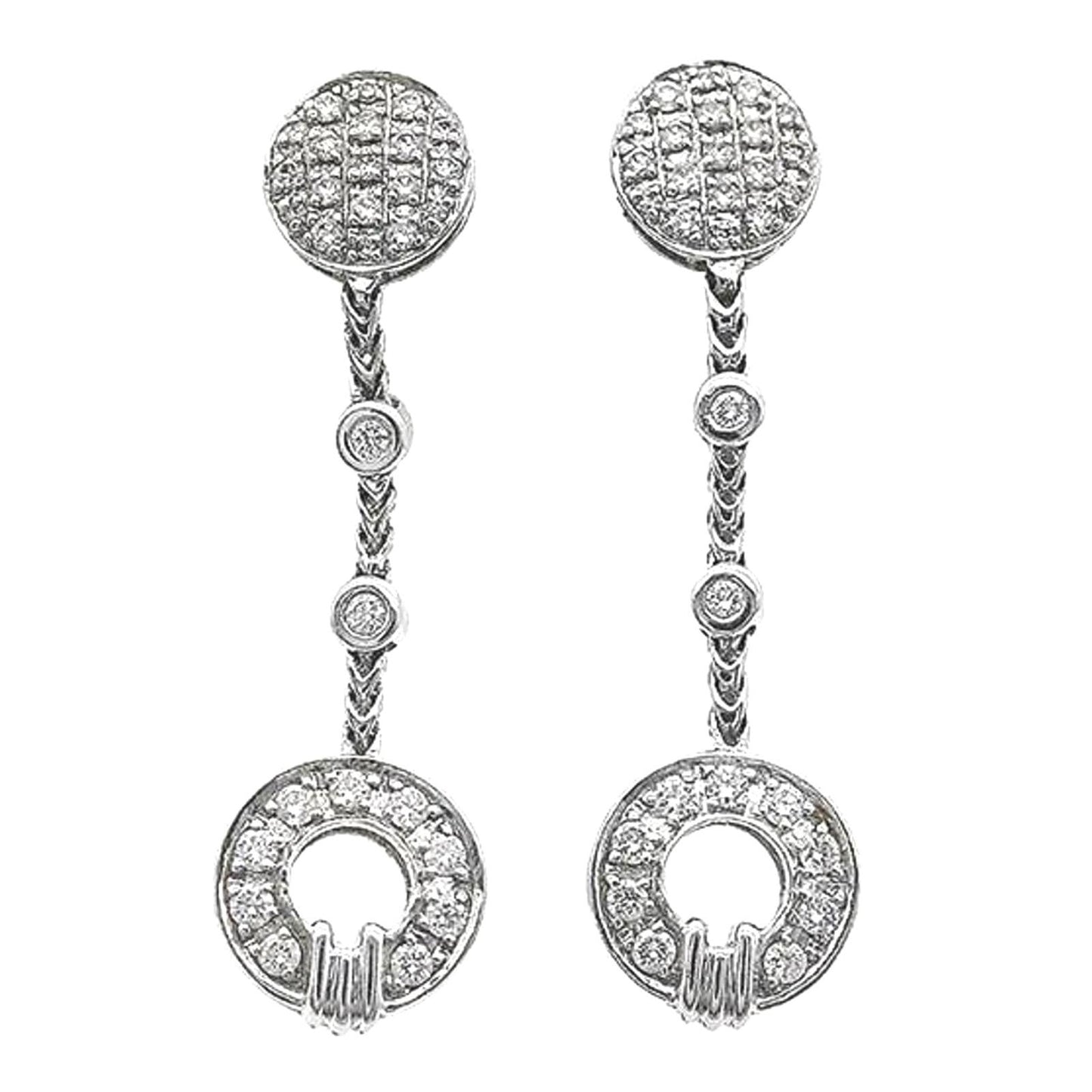 Di Modolo Tempia 18kt White Gold Diamond Dangle Italy Earrings 0.84 cttw