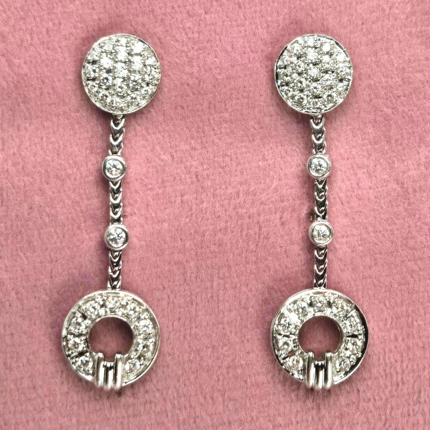 Di Modolo Tempia 18kt White Gold Diamond Dangle Italy Earrings 0.84 cttw