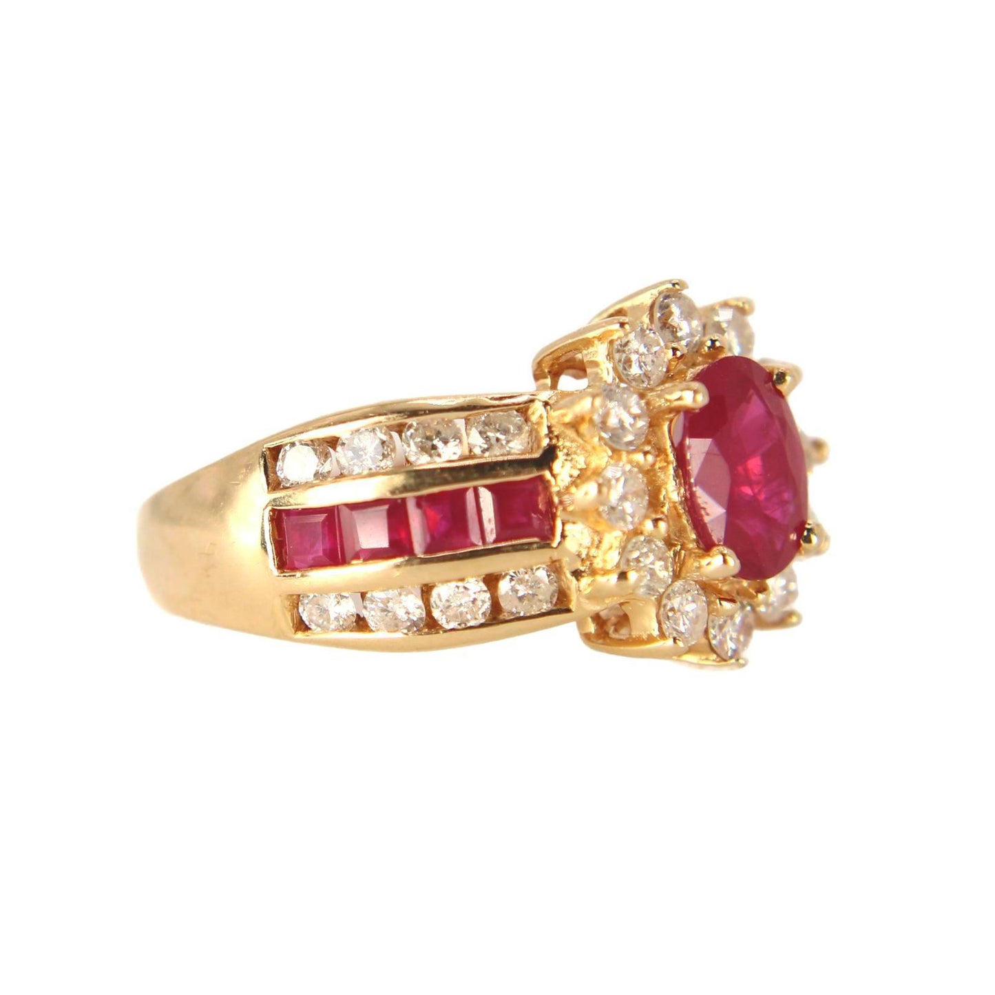 Vintage 14kt Yellow Gold Natural Ruby & Diamond Engagement Ring Size 6.5