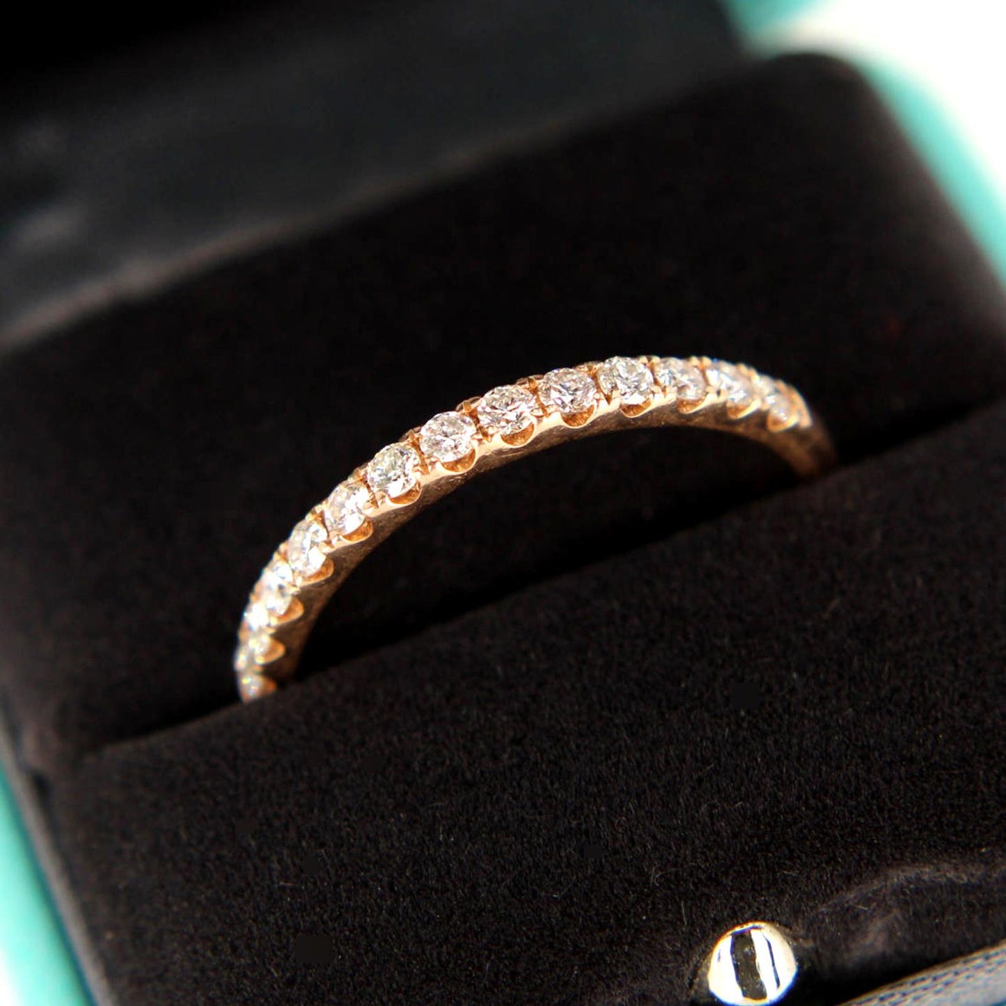 14kt Rose Gold Half Eternity Diamond Band Stacker Ring 0.50 CTTW Size 10.5