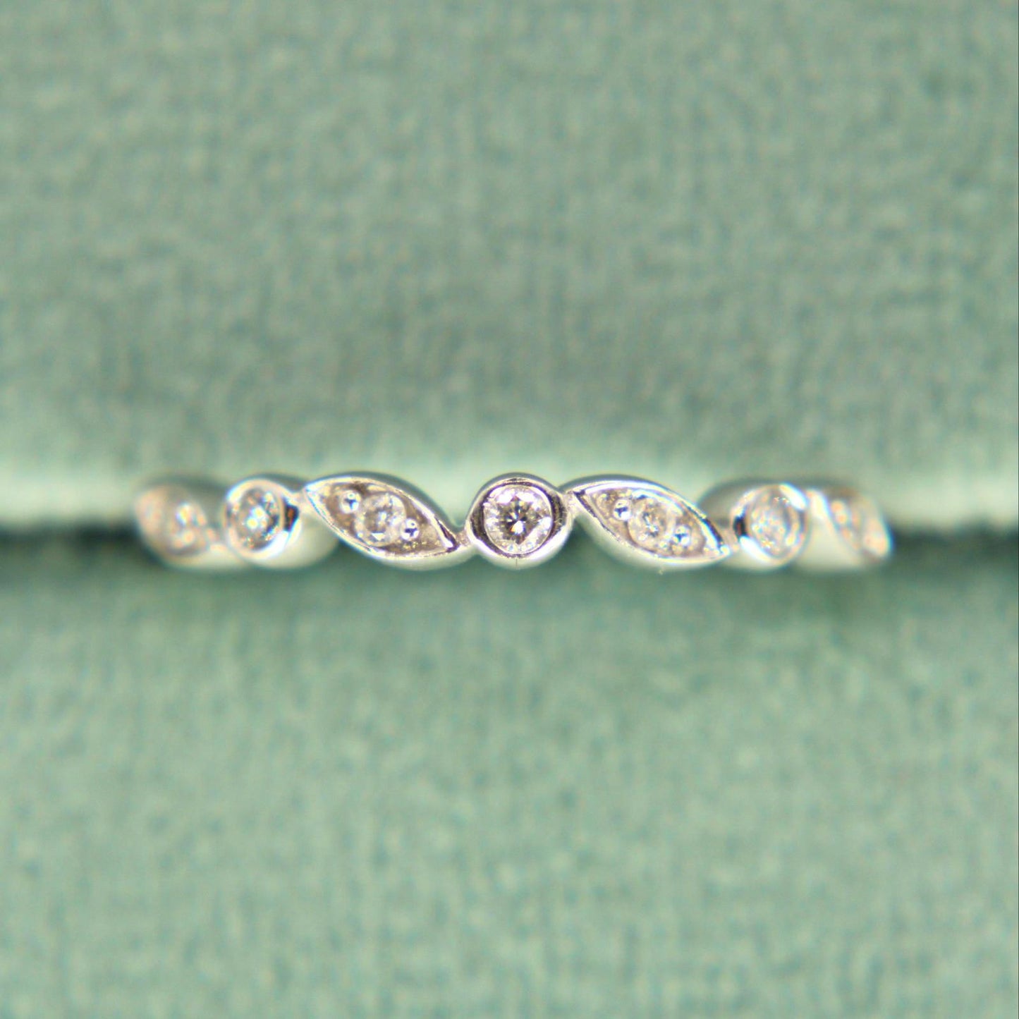 10kt White Gold Diamond Stacker Ring 0.06 cttw Delicate Band Size 4.5