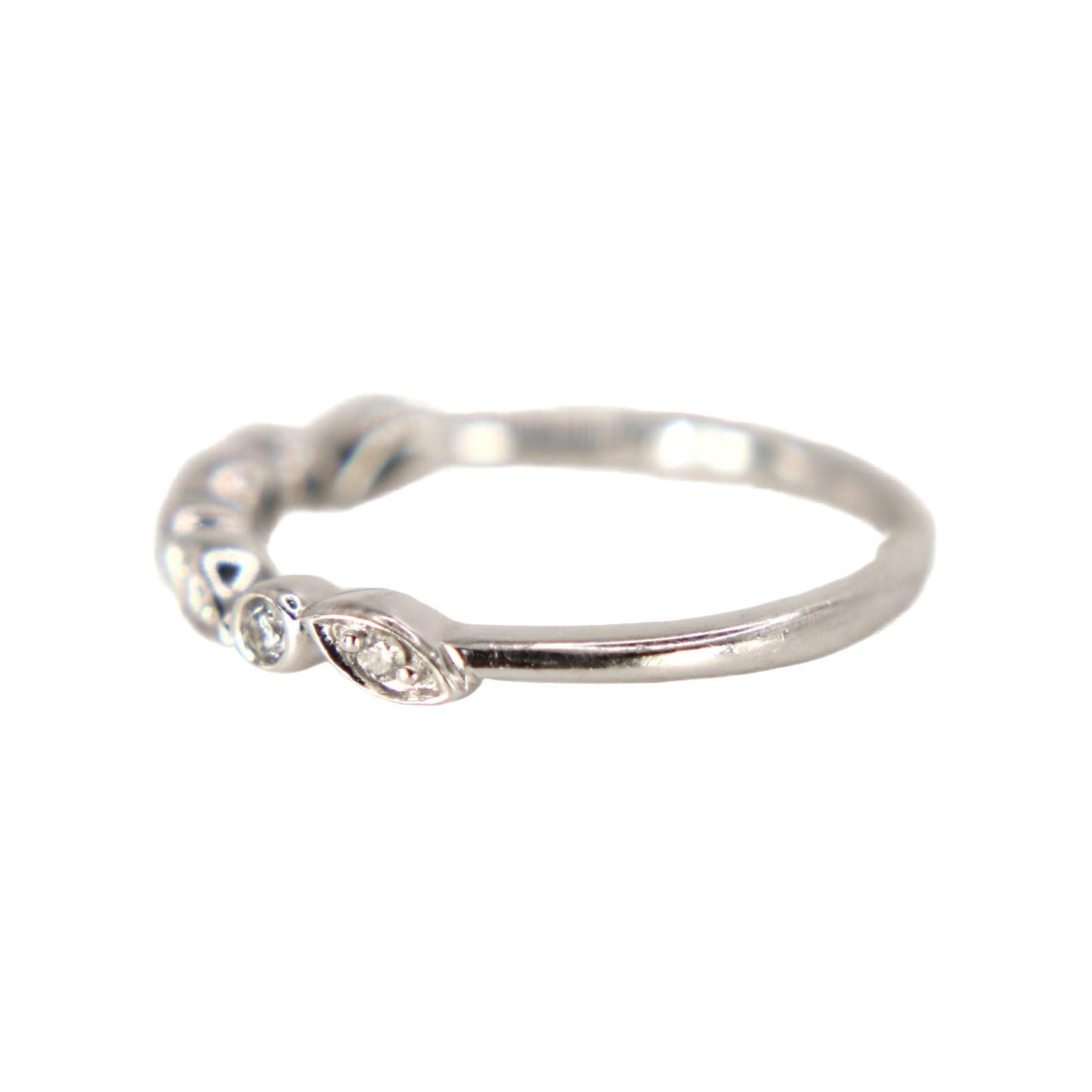 10kt White Gold Diamond Stacker Ring 0.06 cttw Delicate Band Size 4.5