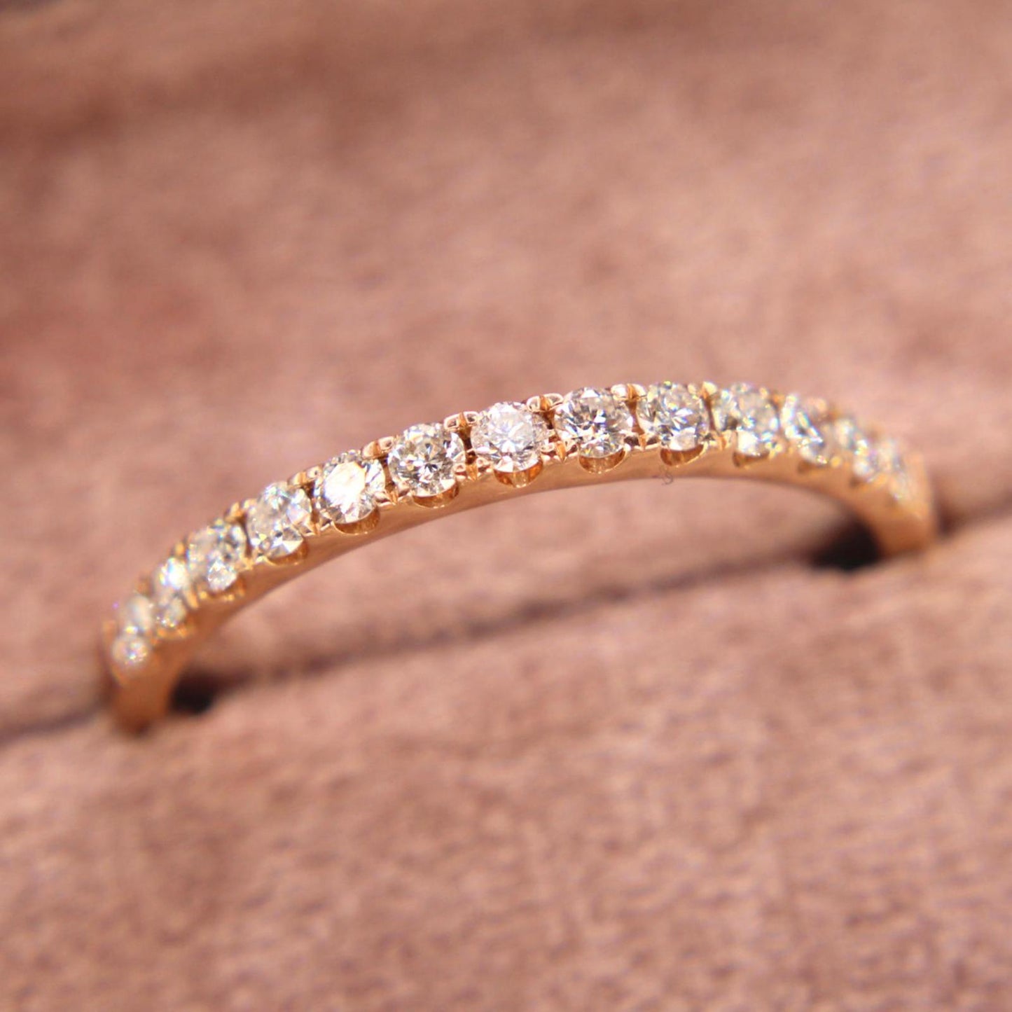 14kt Rose Gold Half Eternity Diamond Band Stacker Ring 0.50 CTTW Size 10.5