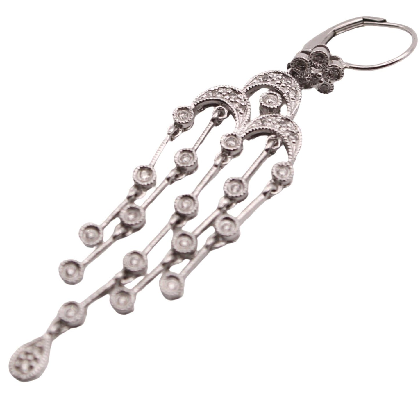 Vintage 14kt White Gold Diamond Chandelier Dangle Earrings 1.00 CTTW