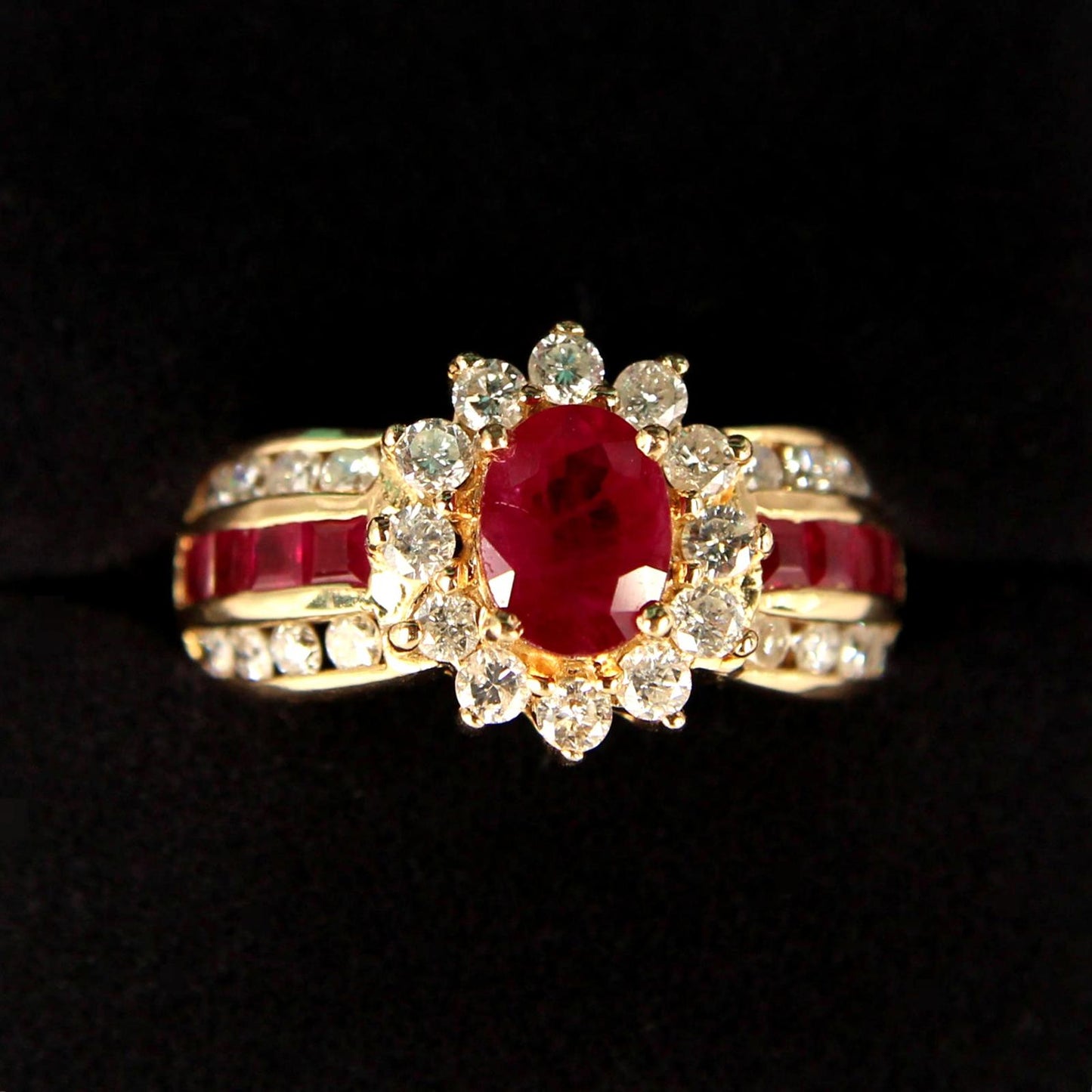 Vintage 14kt Yellow Gold Natural Ruby & Diamond Engagement Ring Size 6.5