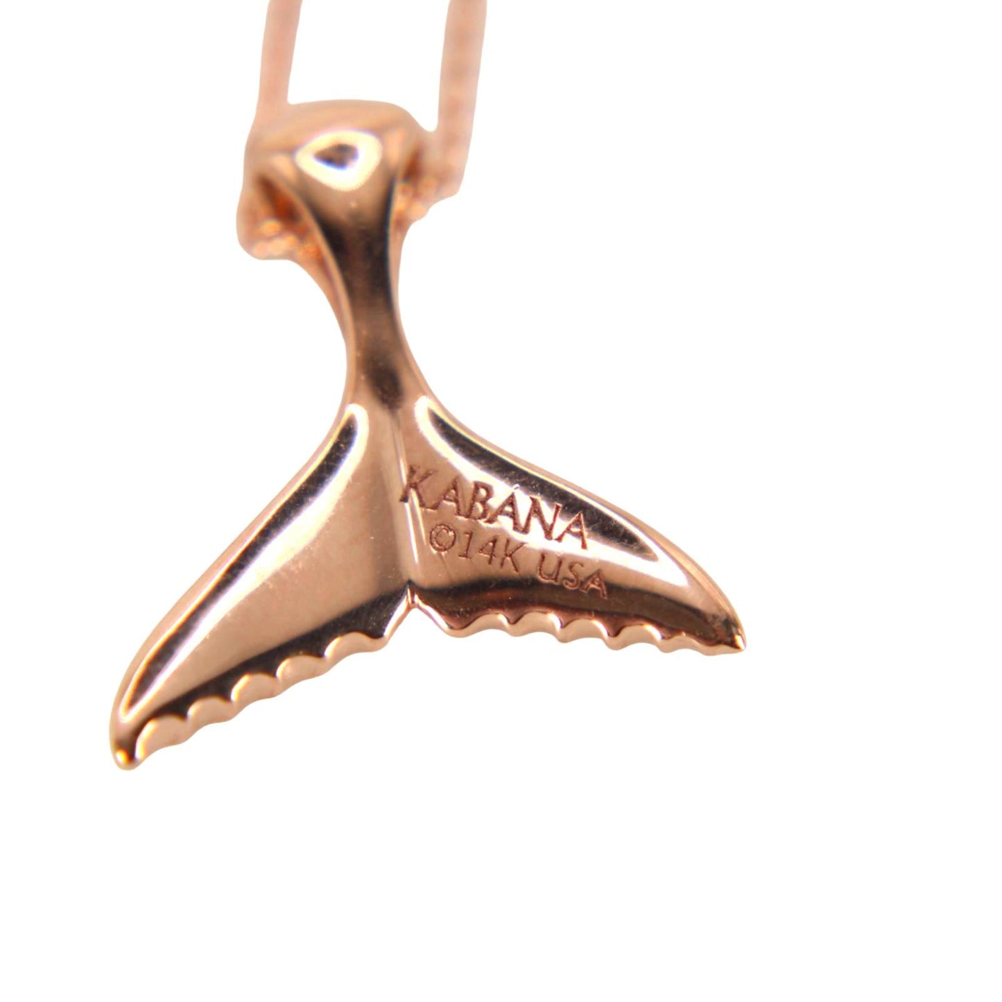 Kabana 14kt Rose Gold Diamond Inlaid Mother of Pearl Whale Tail Chain Necklace