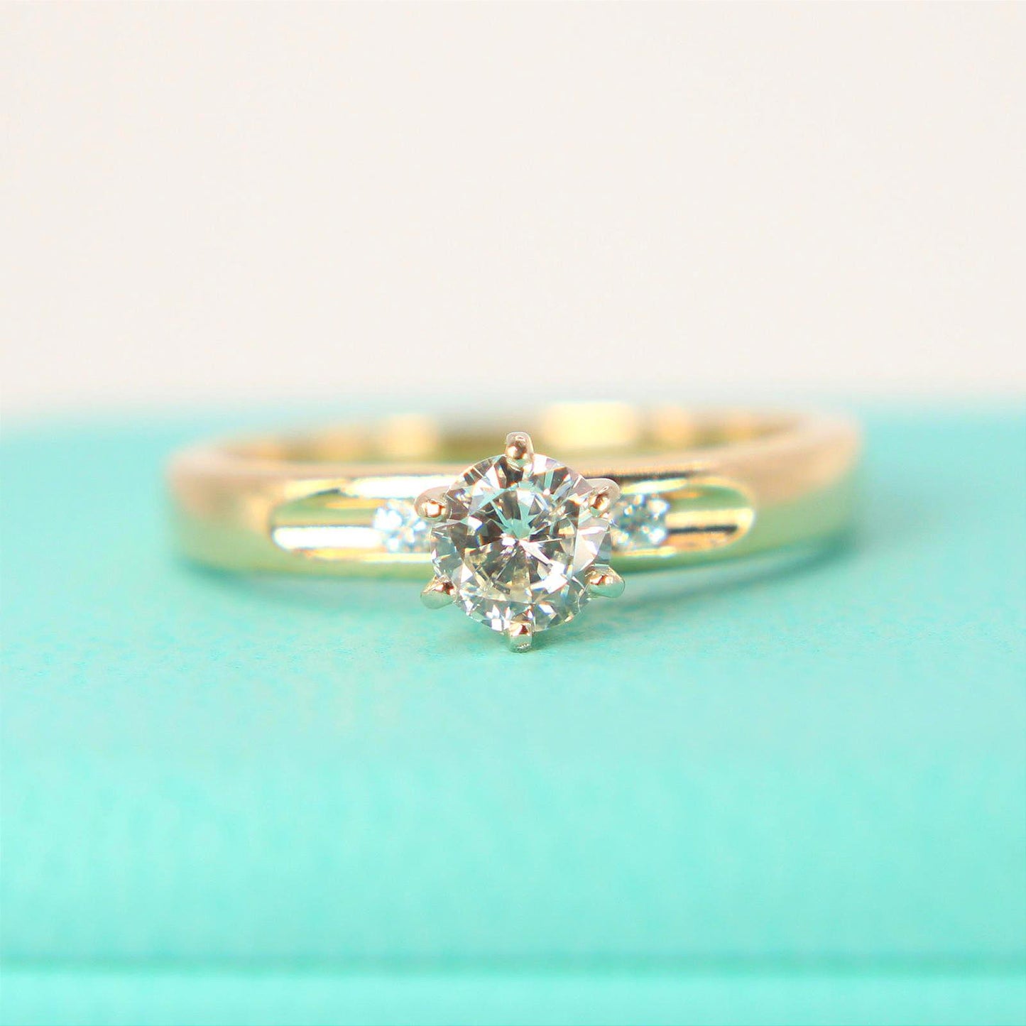Vintage 14kt Yellow Gold Diamond Solitaire Ring Six Prong 0.33cttw Size 4.5