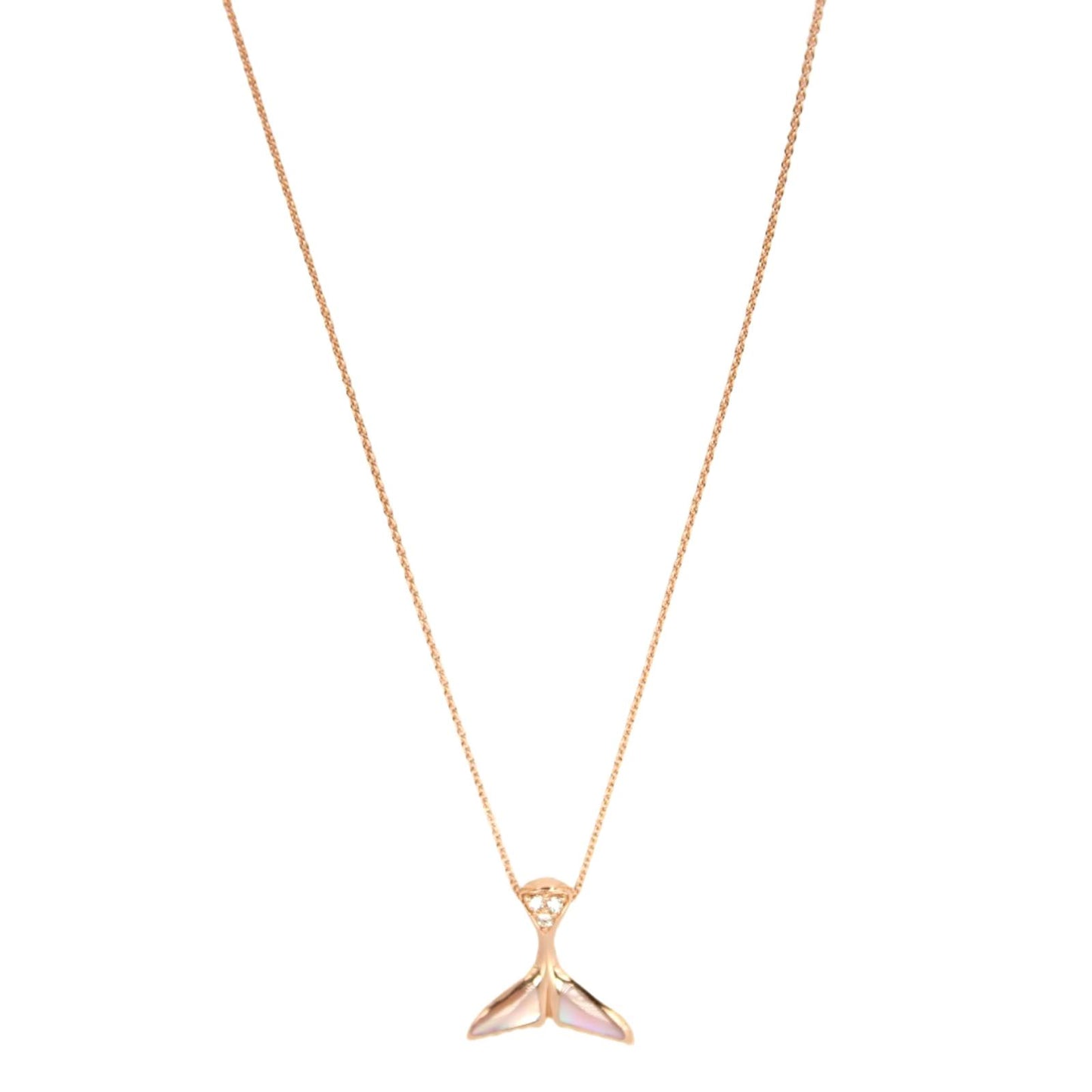 Kabana 14kt Rose Gold Diamond Inlaid Mother of Pearl Whale Tail Chain Necklace