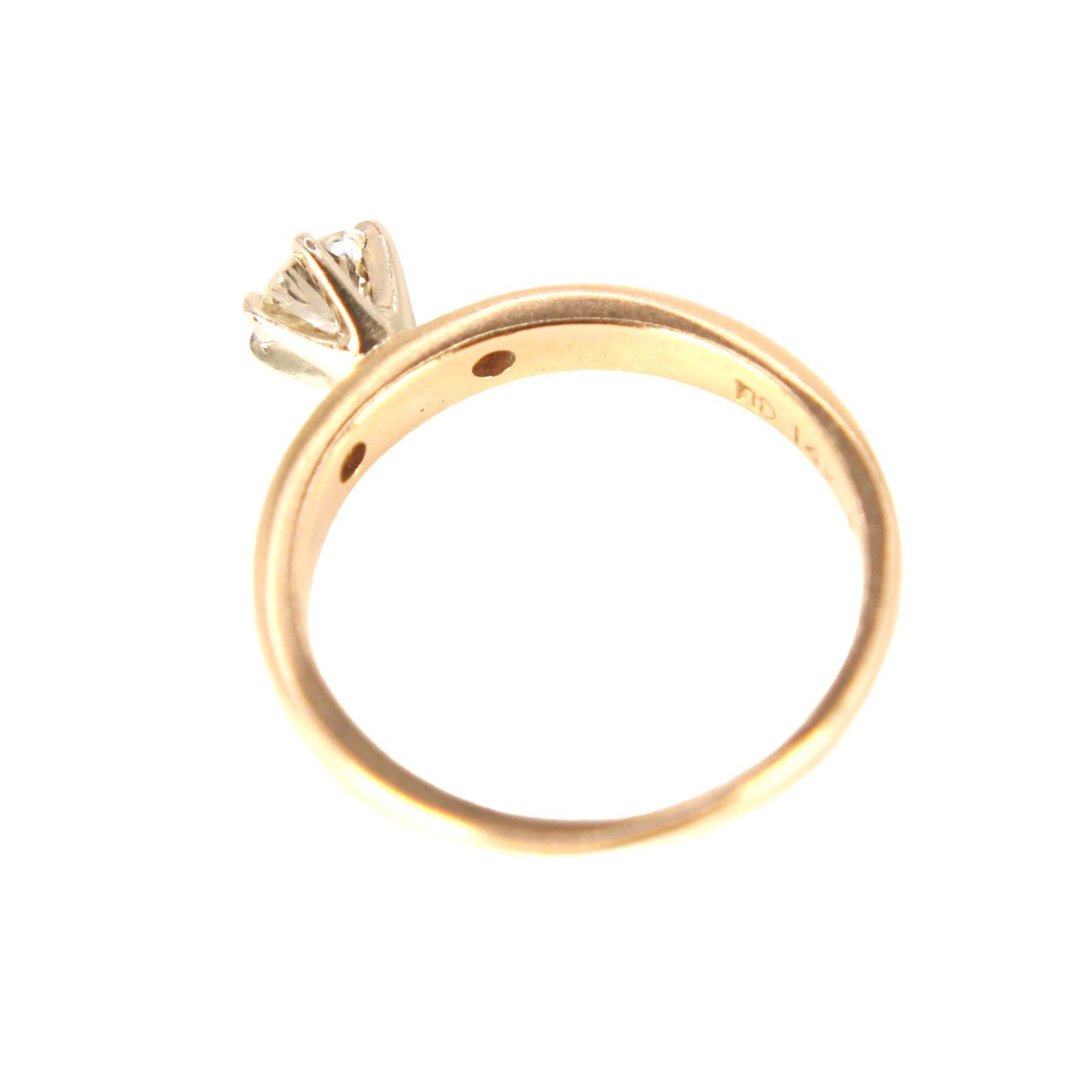 Vintage 14kt Yellow Gold Diamond Solitaire Ring Six Prong 0.33cttw Size 4.5