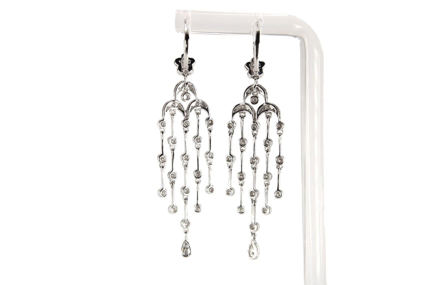 Vintage 14kt White Gold Diamond Chandelier Dangle Earrings 1.00 CTTW