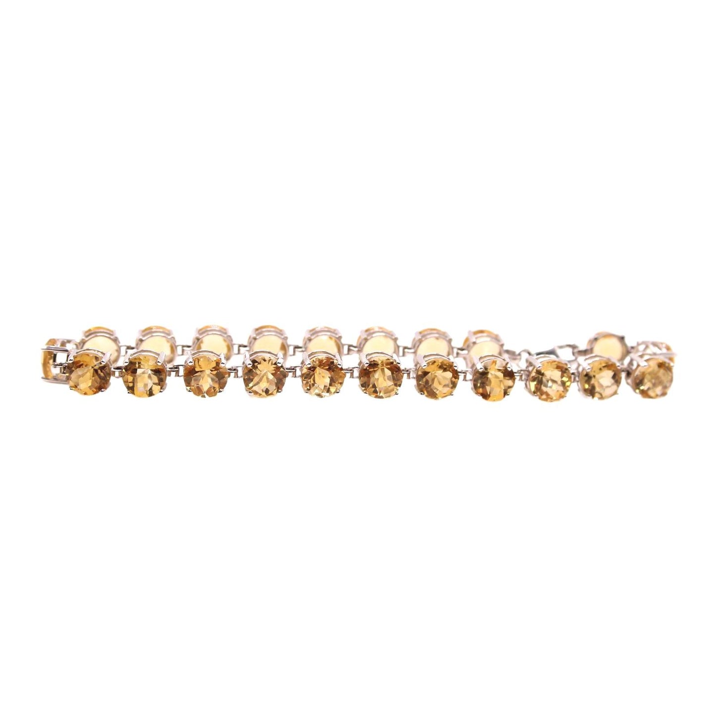 10kt White Gold Cushion Cut Citrine 6mm Tennis Bracelet 7"