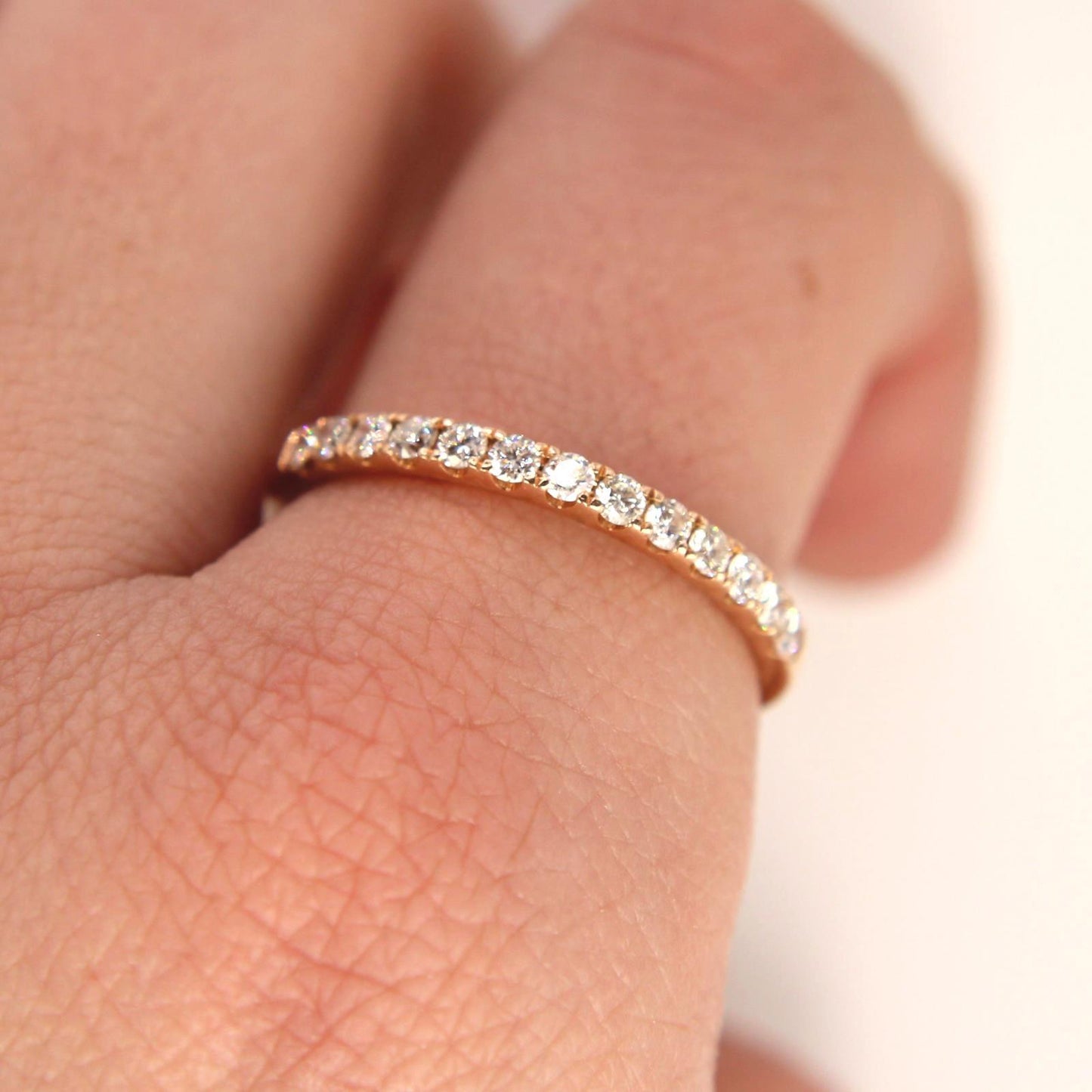 14kt Rose Gold Half Eternity Diamond Band Stacker Ring 0.50 CTTW Size 10.5