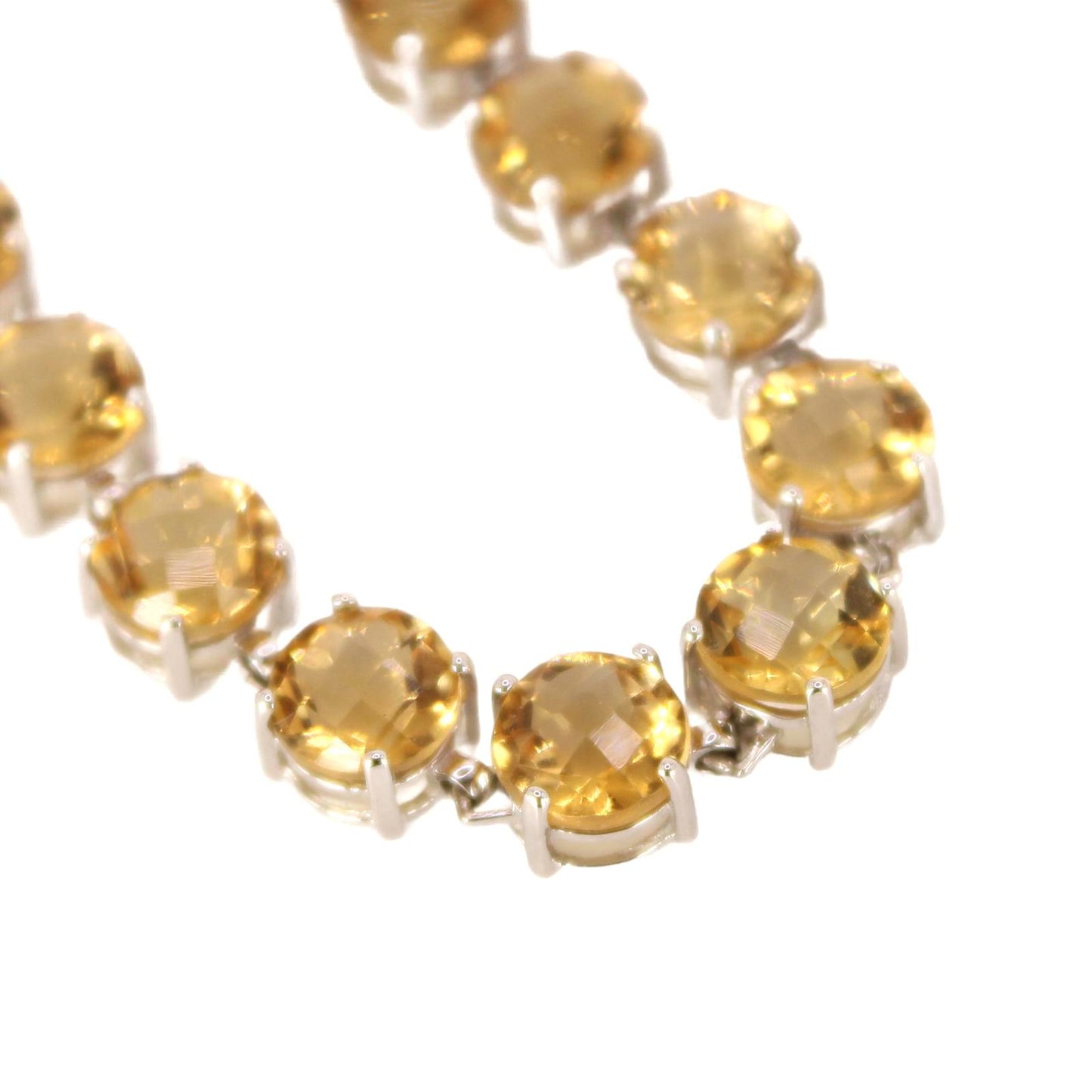 10kt White Gold Cushion Cut Citrine 6mm Tennis Bracelet 7"