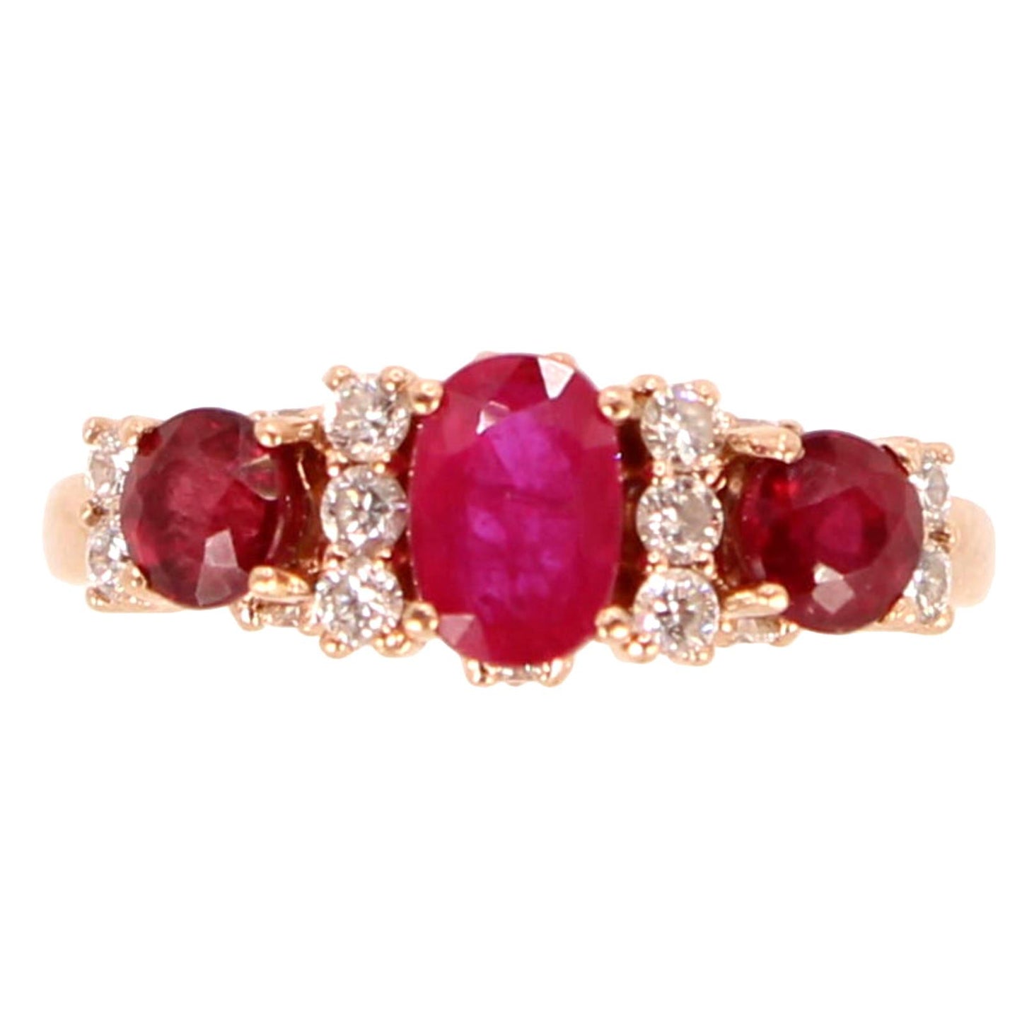 LeVian Passion Ruby Vanilla Diamond Strawberry Gold Ring Size 5