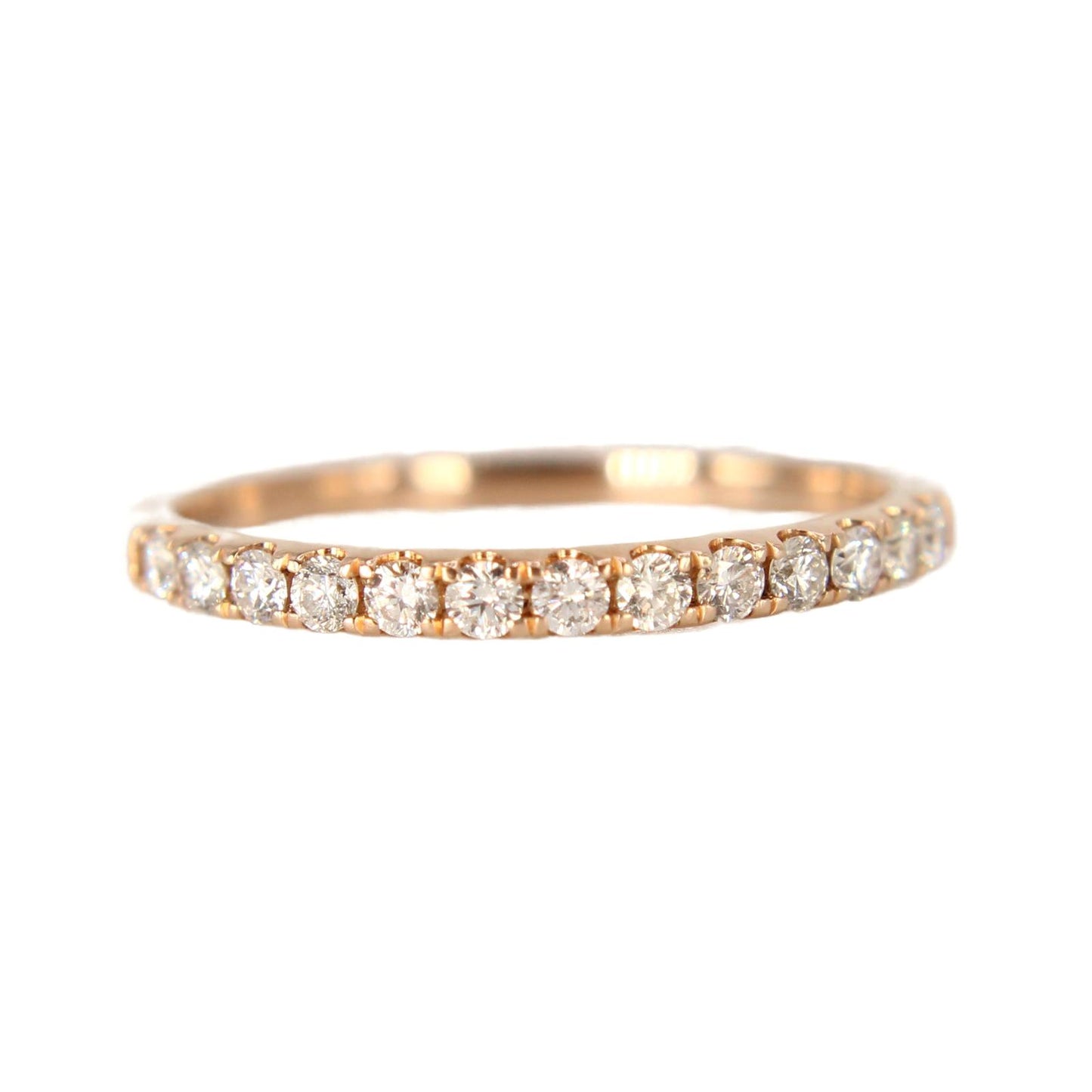 14kt Rose Gold Half Eternity Diamond Band Stacker Ring 0.50 CTTW Size 10.5