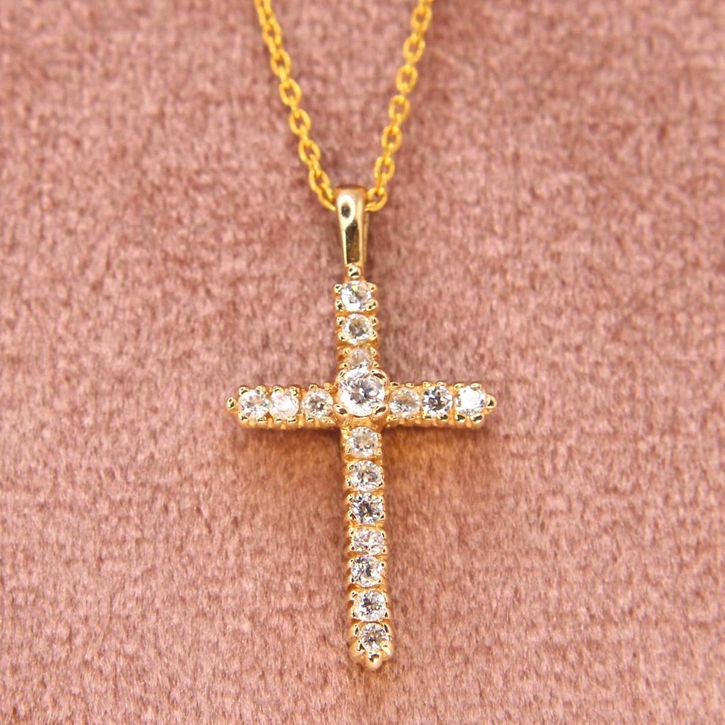 Estate 14kt Yellow Gold Diamond Jesus Cross Charm Pendant 0.28 CTTW