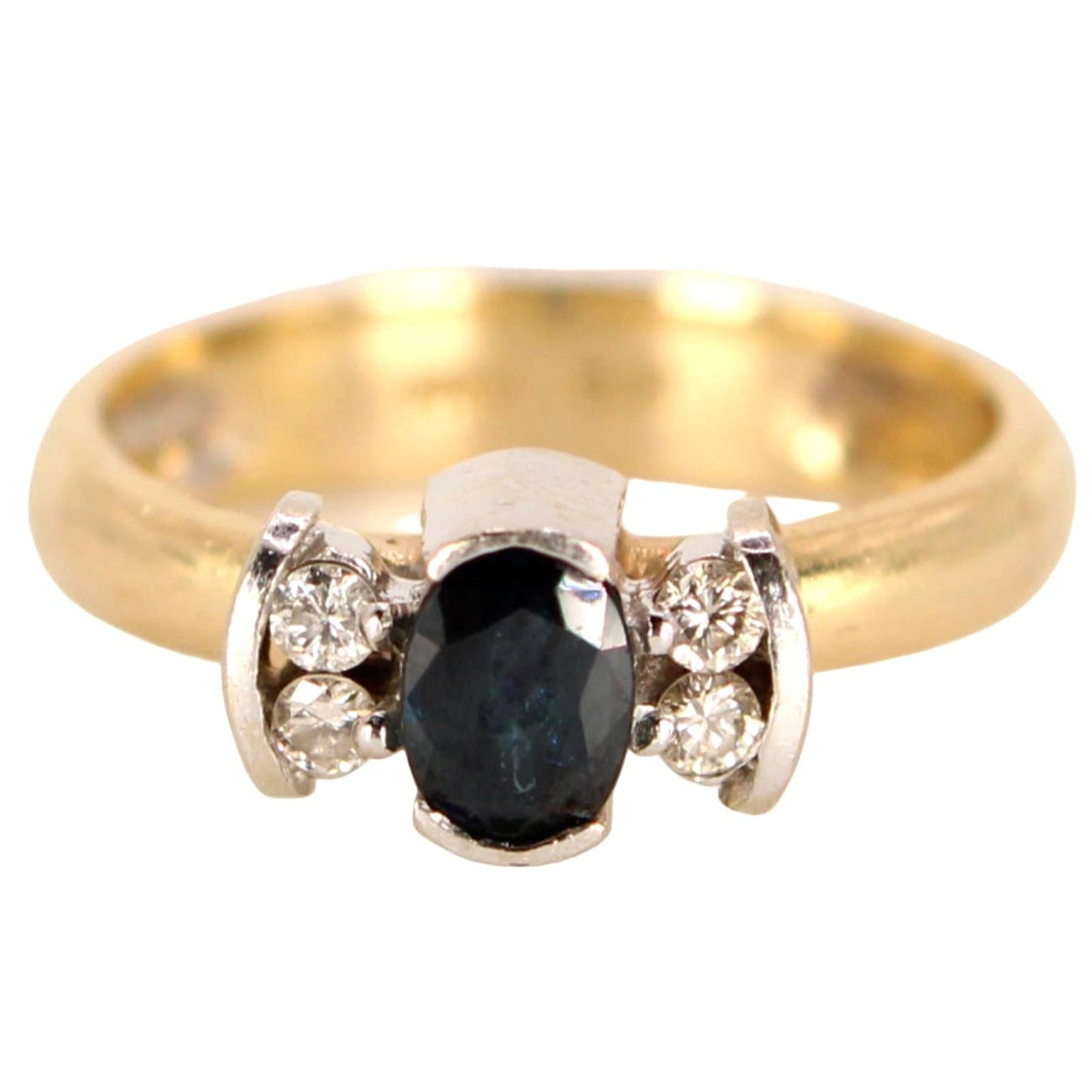 Antique 14kt Yellow Gold Natural Diamond Sapphire Bowtie Ring Size 6.5