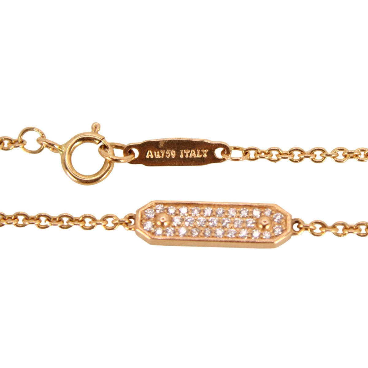 Tiffany & Company 18kt Rose Gold Diamond Pave Bar Tag Chain Bracelet 7"