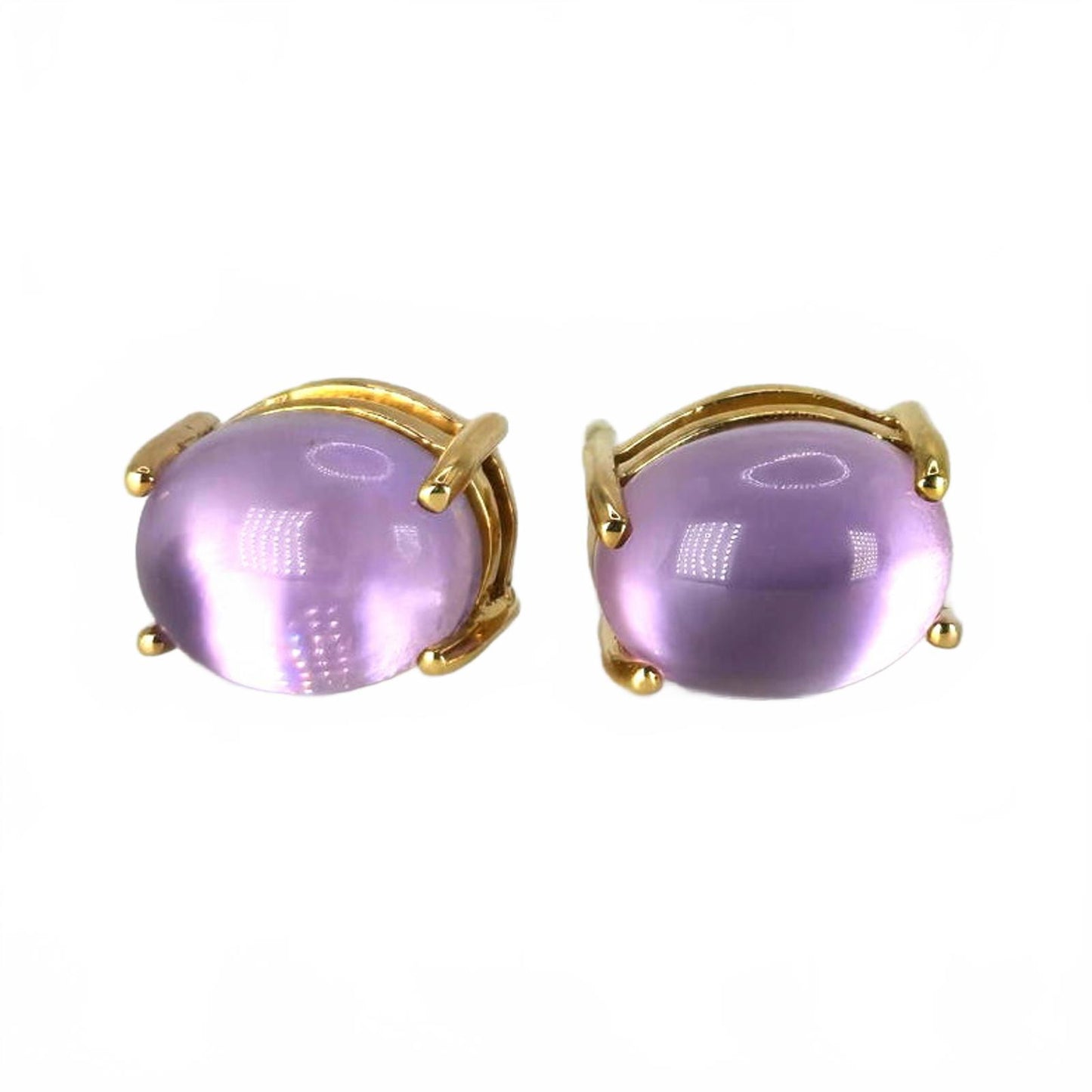 Roberto Coin 18kt Gold Amethyst Cabochon Mother of Pearl Shanghai Stud Earrings