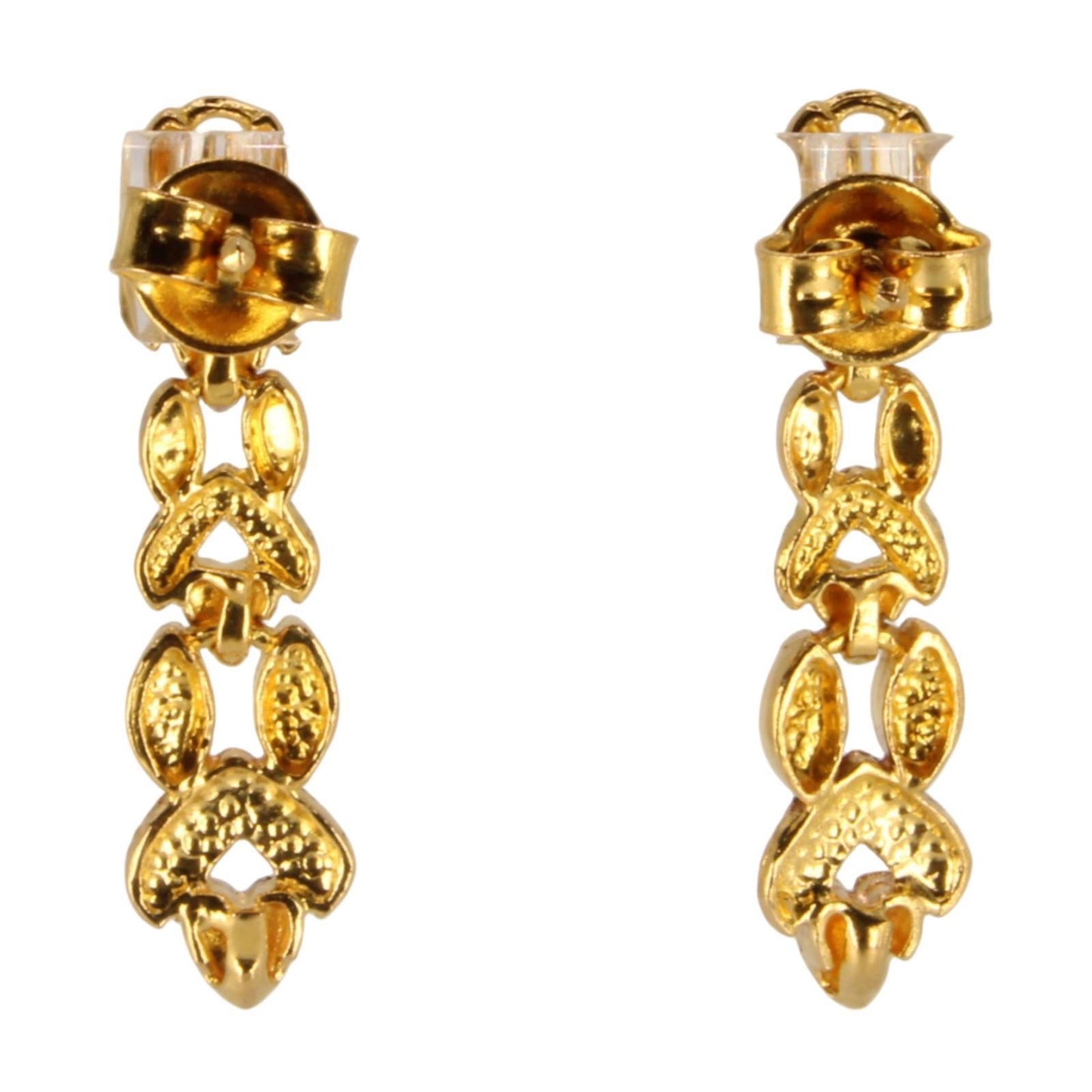 22kt Solid Gold Tri Color Diamond Cut Dangle High Karat Dubai Earrings