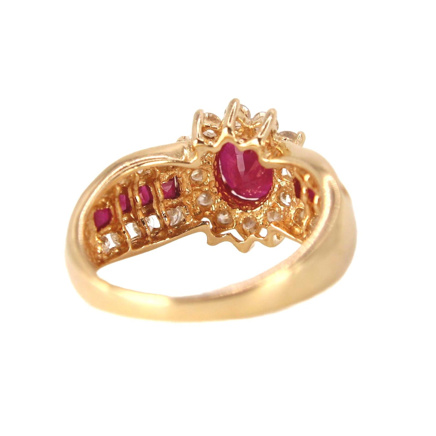 Vintage 14kt Yellow Gold Natural Ruby & Diamond Engagement Ring Size 6.5
