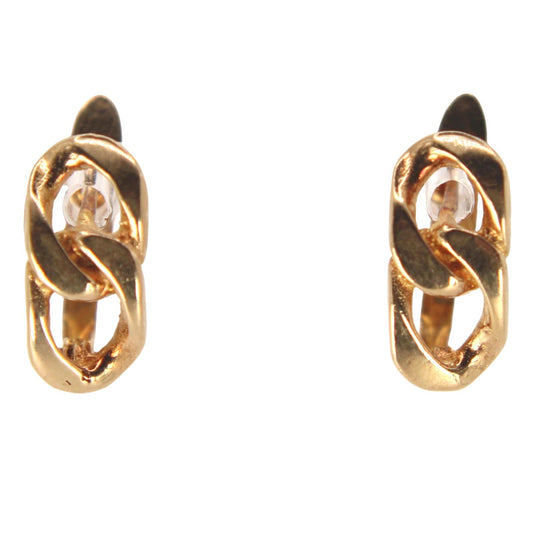 Vintage 14k Yellow Gold Chain Miami Curb Link Clip Earrings 13mm
