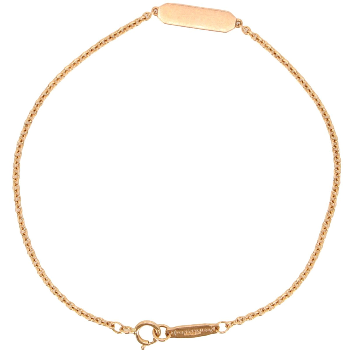 Tiffany & Company 18kt Rose Gold Diamond Pave Bar Tag Chain Bracelet 7"