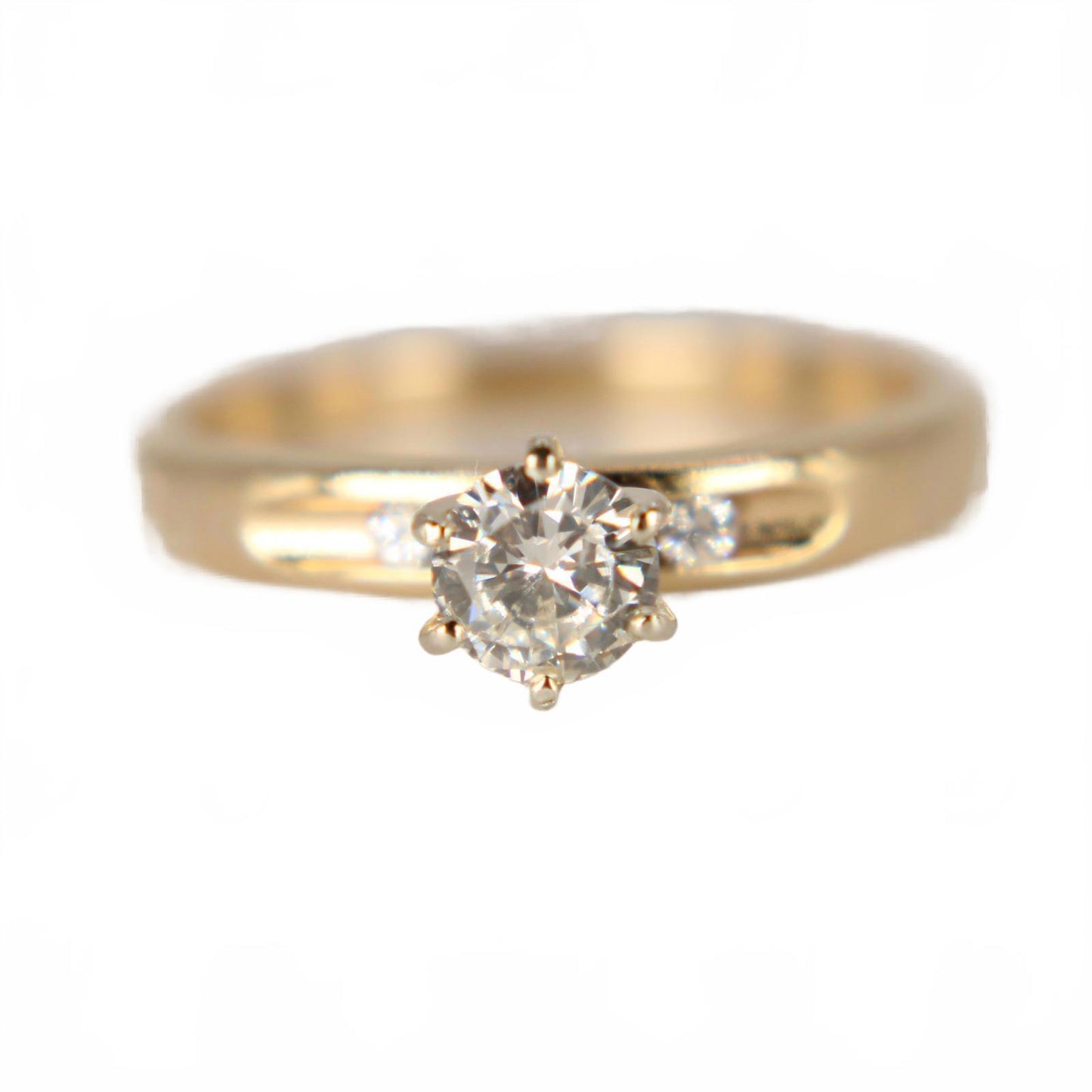 Vintage 14kt Yellow Gold Diamond Solitaire Ring Six Prong 0.33cttw Size 4.5