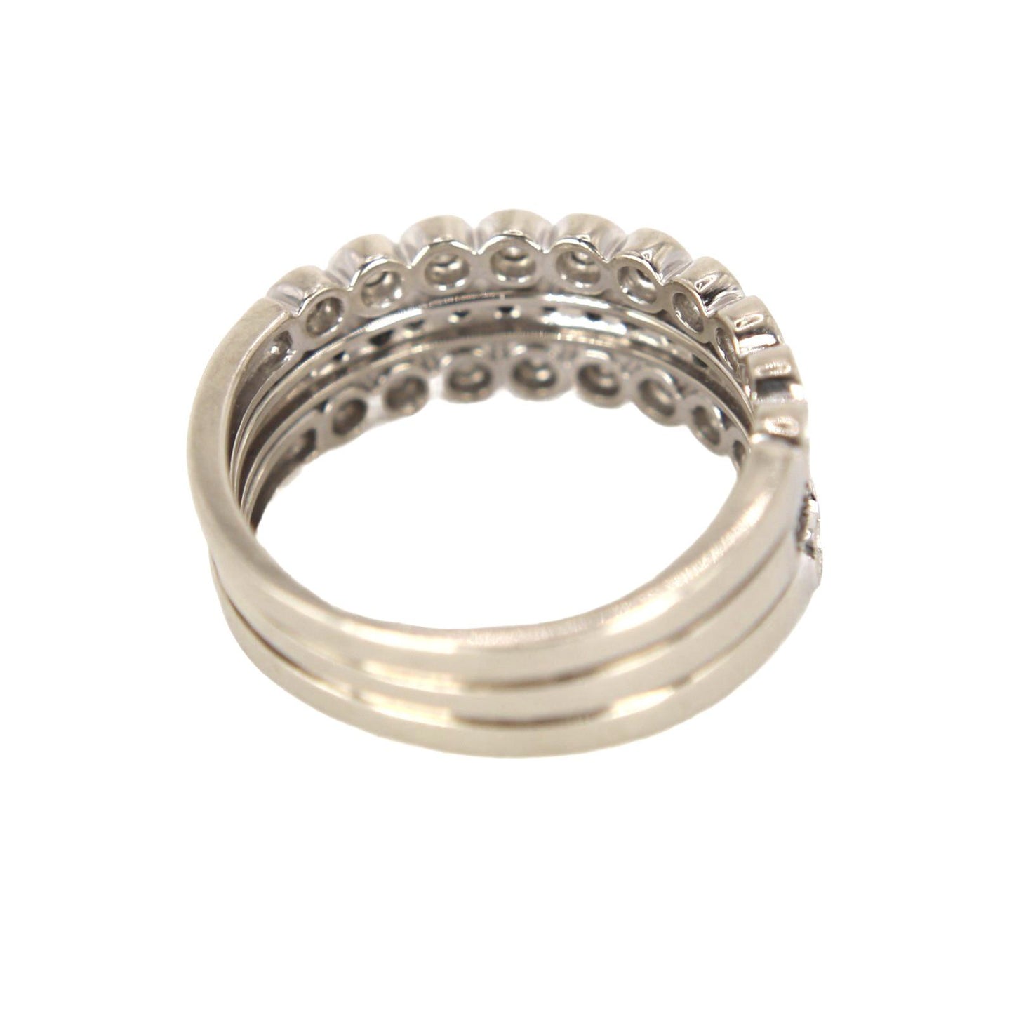 14kt White Gold Diamond & Black Diamond Milgrain Bezel Stacker Ring Size 6