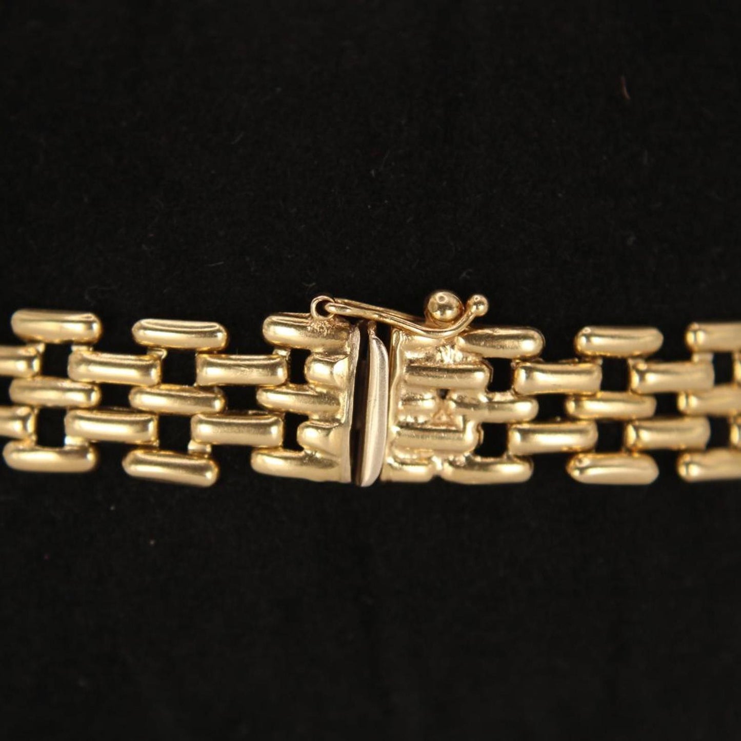 Vintage 14kt Yellow Gold Gemstone Bezel Set Panther Link Bracelet 7.25"