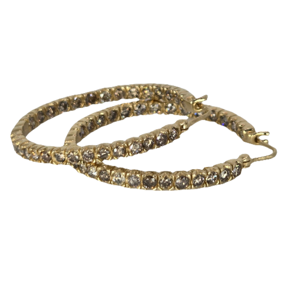 14kt Yellow Gold Diamond 2.5CTTW Inside Out VDC Hoop Earrings