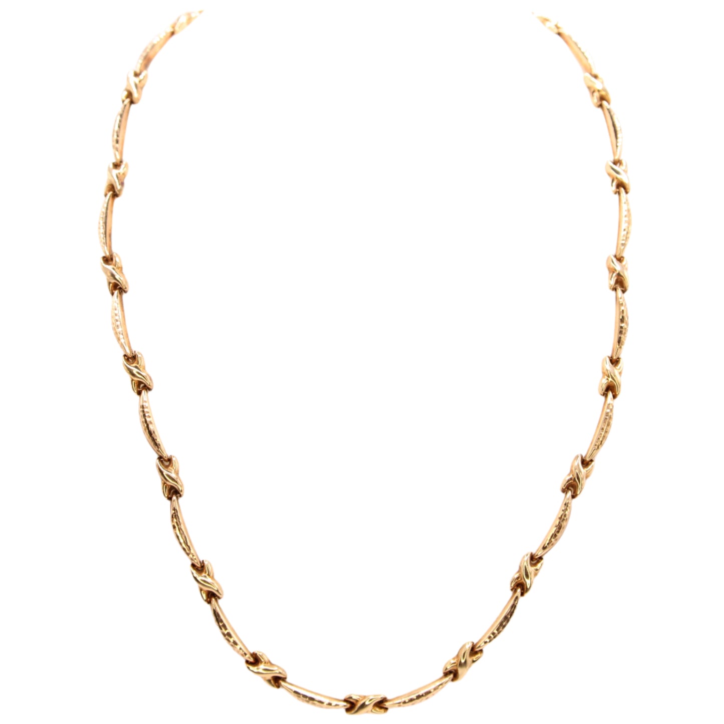 OroAmerica 10kt Yellow Gold Crossover X Puffed Link Statement Necklace