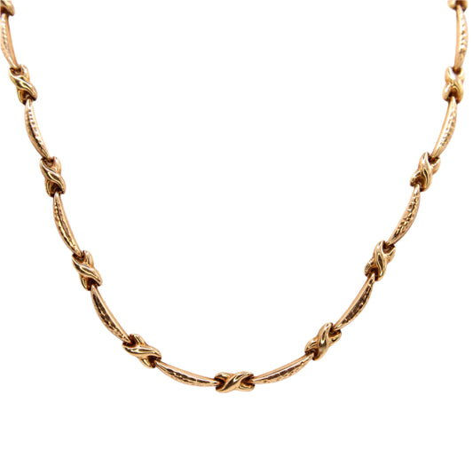 OroAmerica 10kt Yellow Gold Crossover X Puffed Link Statement Necklace