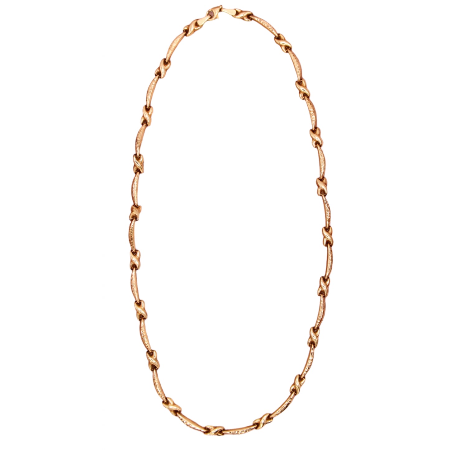 OroAmerica 10kt Yellow Gold Crossover X Puffed Link Statement Necklace