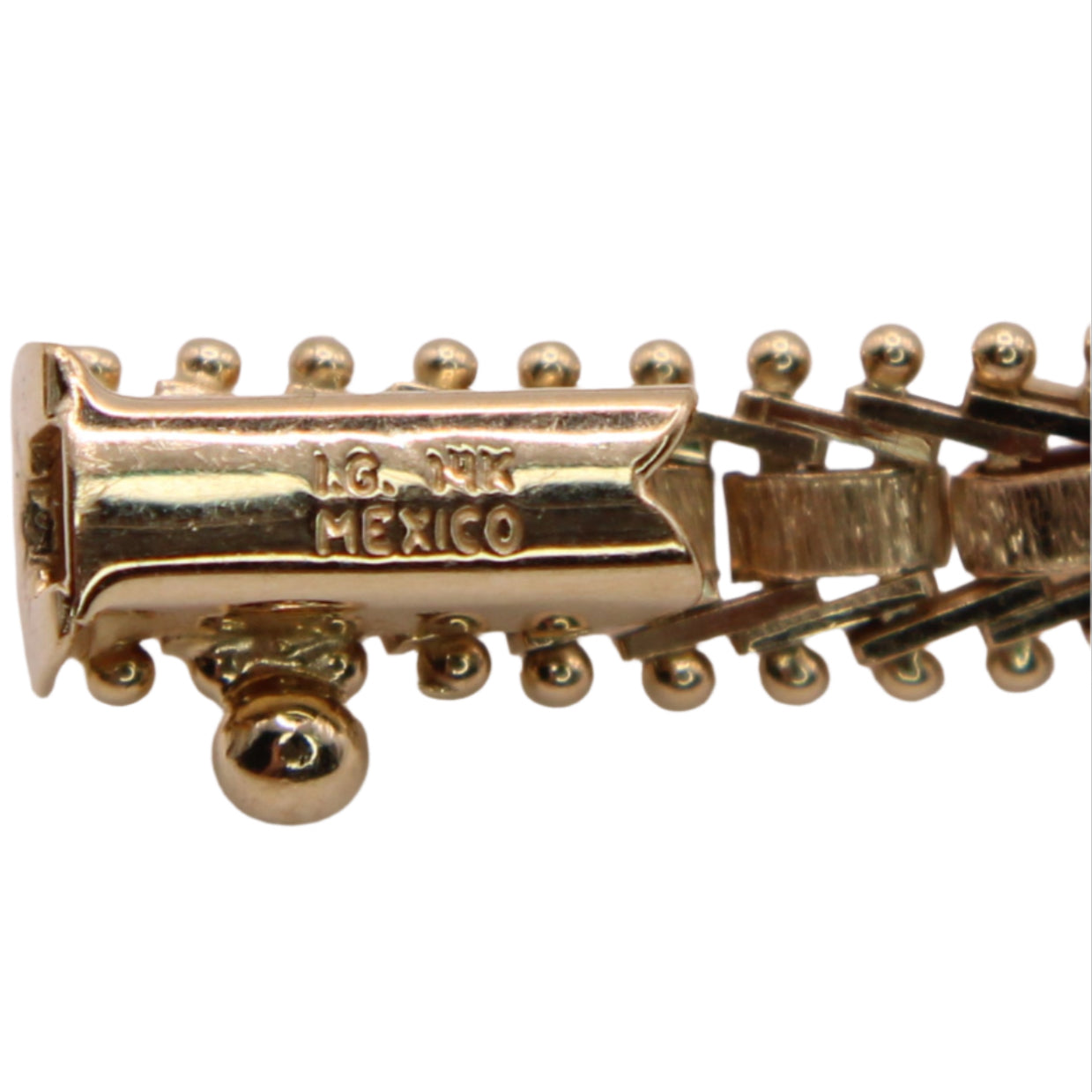 Vintage Imperial 14k Yellow Gold Woven Chevron Pattern Link Bracelet 6.5"