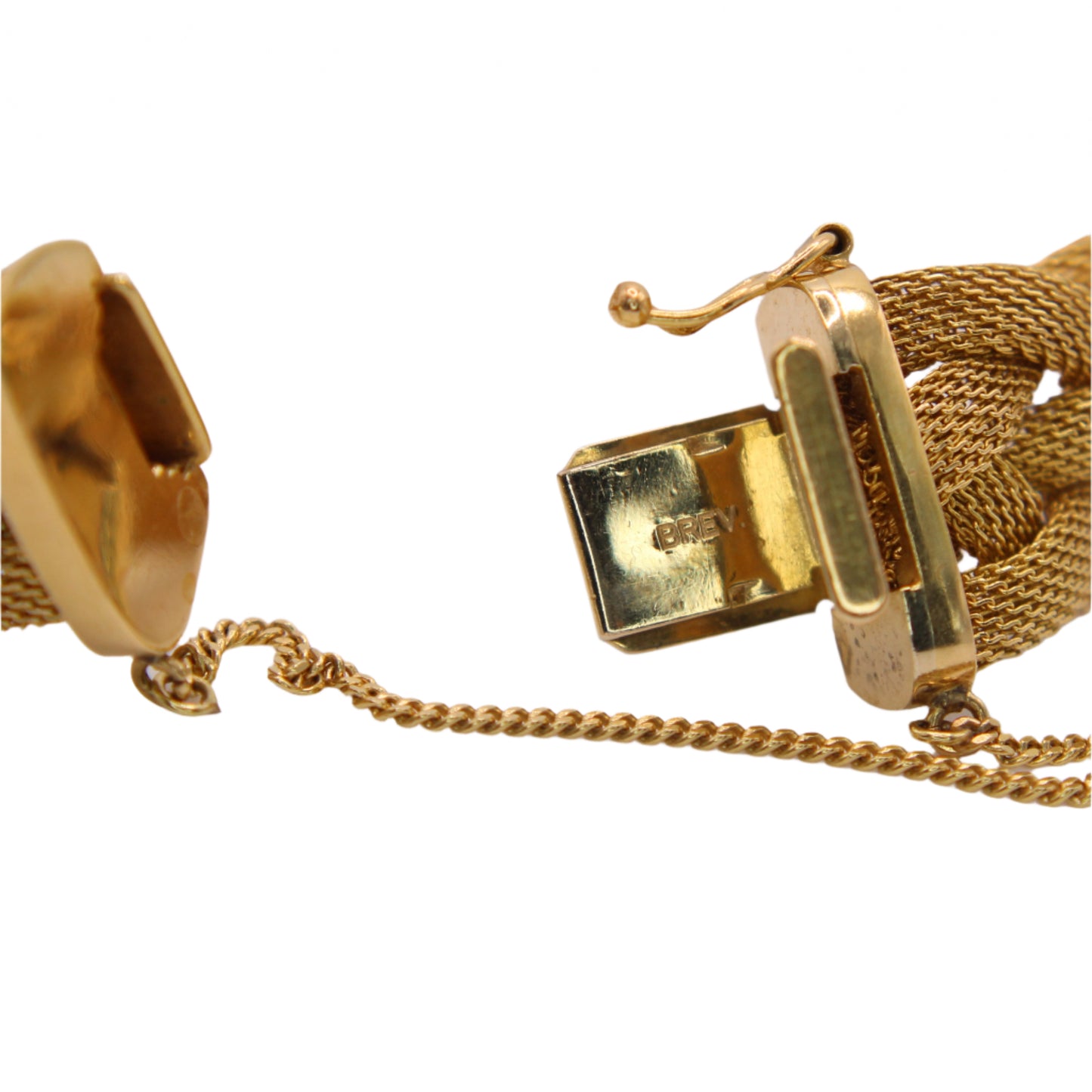 UnoAerre 18kt Yellow Gold Braided Mesh Woven Rope Bracelet 6.75"