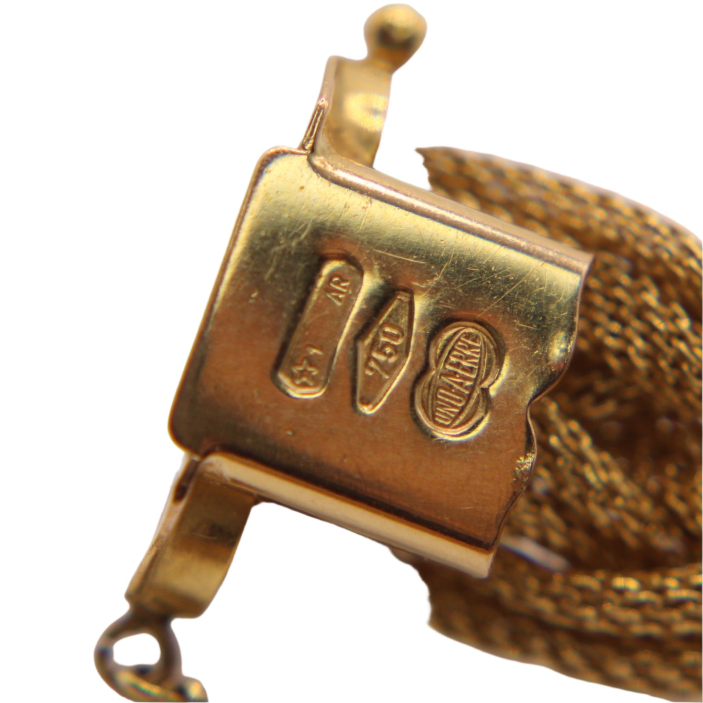 UnoAerre 18kt Yellow Gold Braided Mesh Woven Rope Bracelet 6.75"