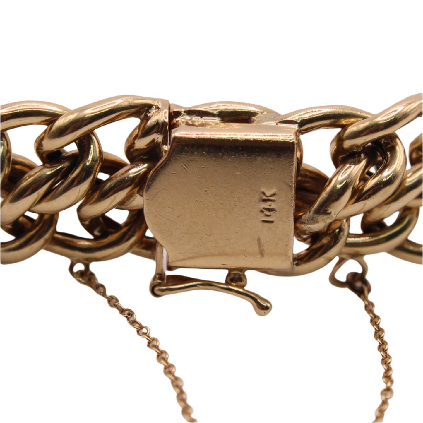 *SOLD* Vintage 14kt Yellow Gold Solid Double Curb Chain Link Charm Bracelet 7.5"