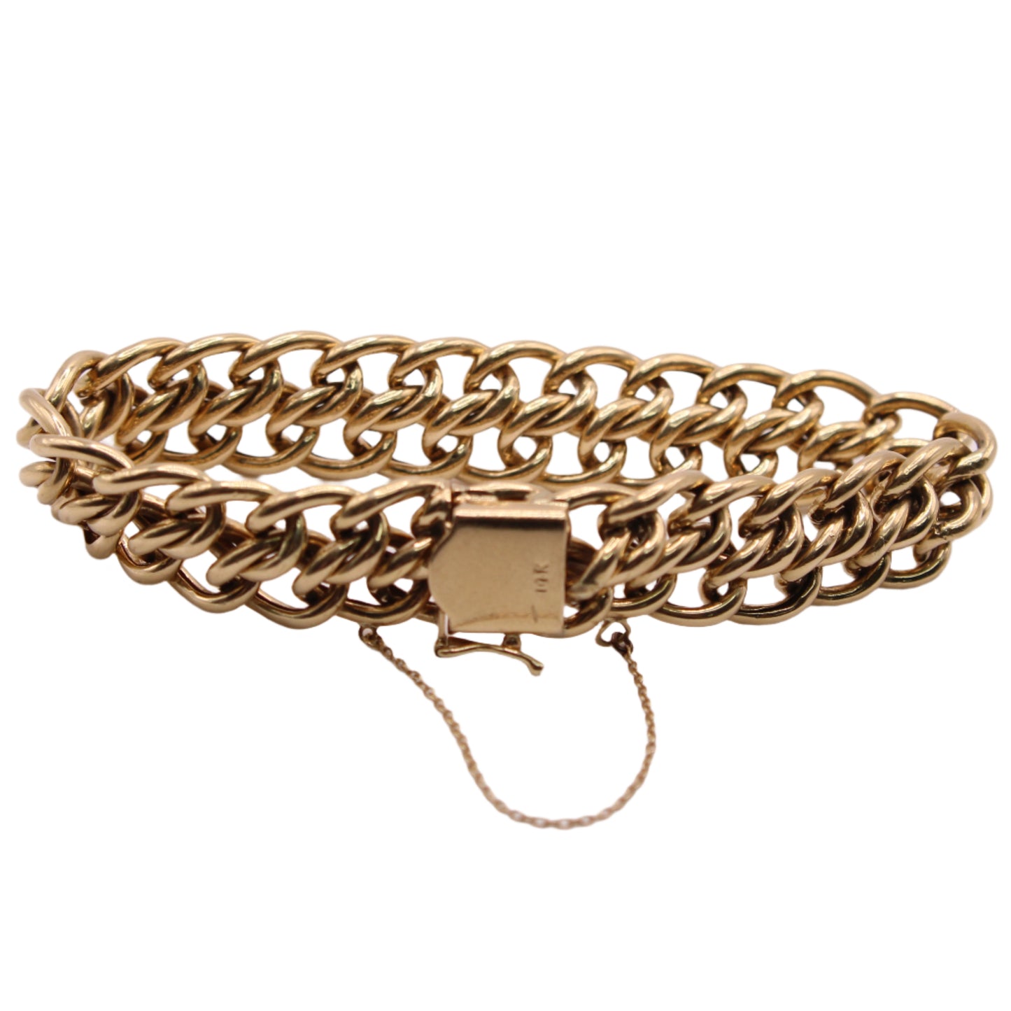 *SOLD* Vintage 14kt Yellow Gold Solid Double Curb Chain Link Charm Bracelet 7.5"