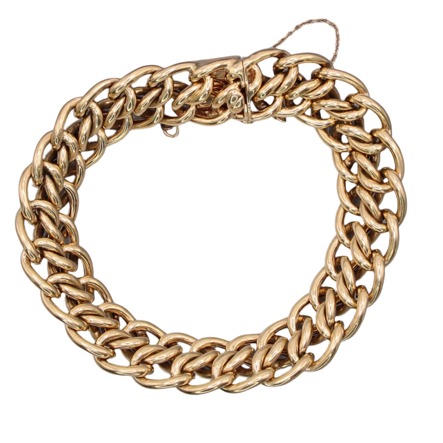 *SOLD* Vintage 14kt Yellow Gold Solid Double Curb Chain Link Charm Bracelet 7.5"