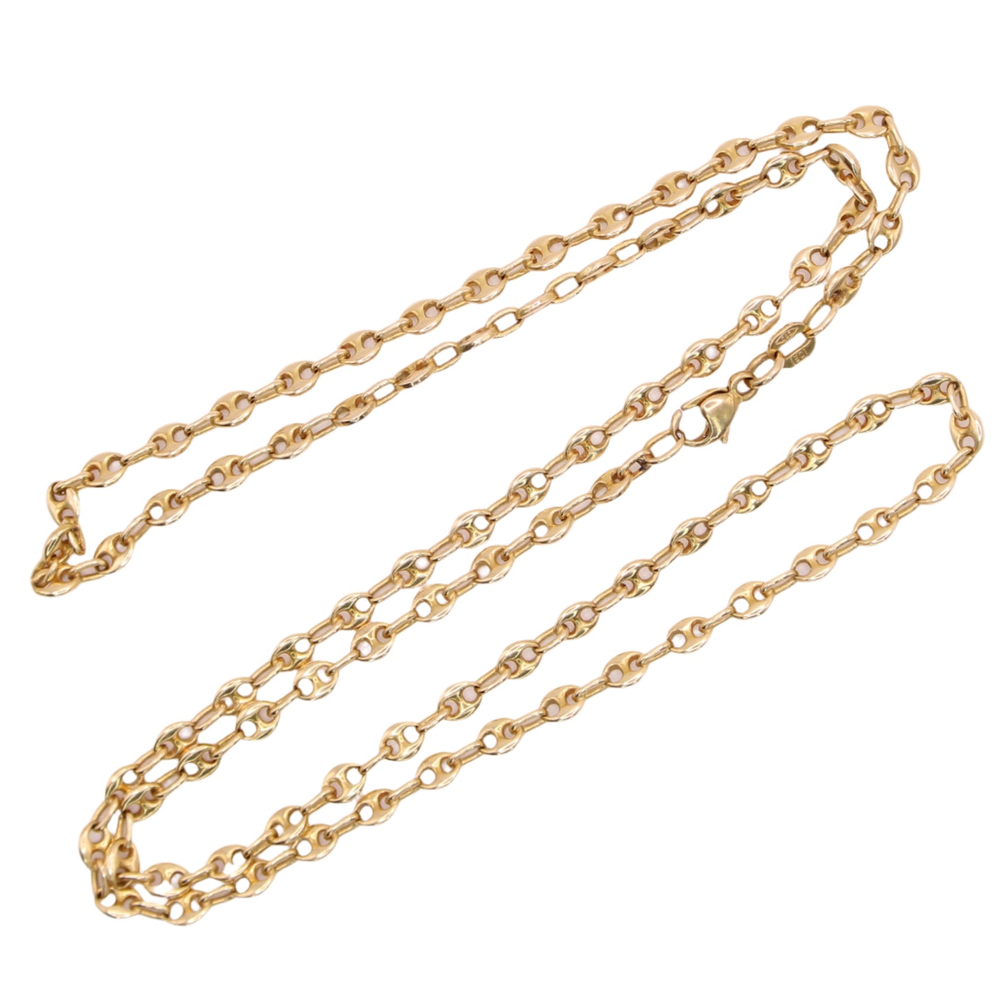 14kt Yellow Gold Solid Mariner Gucci Link Chain Necklace Unisex 21.75"