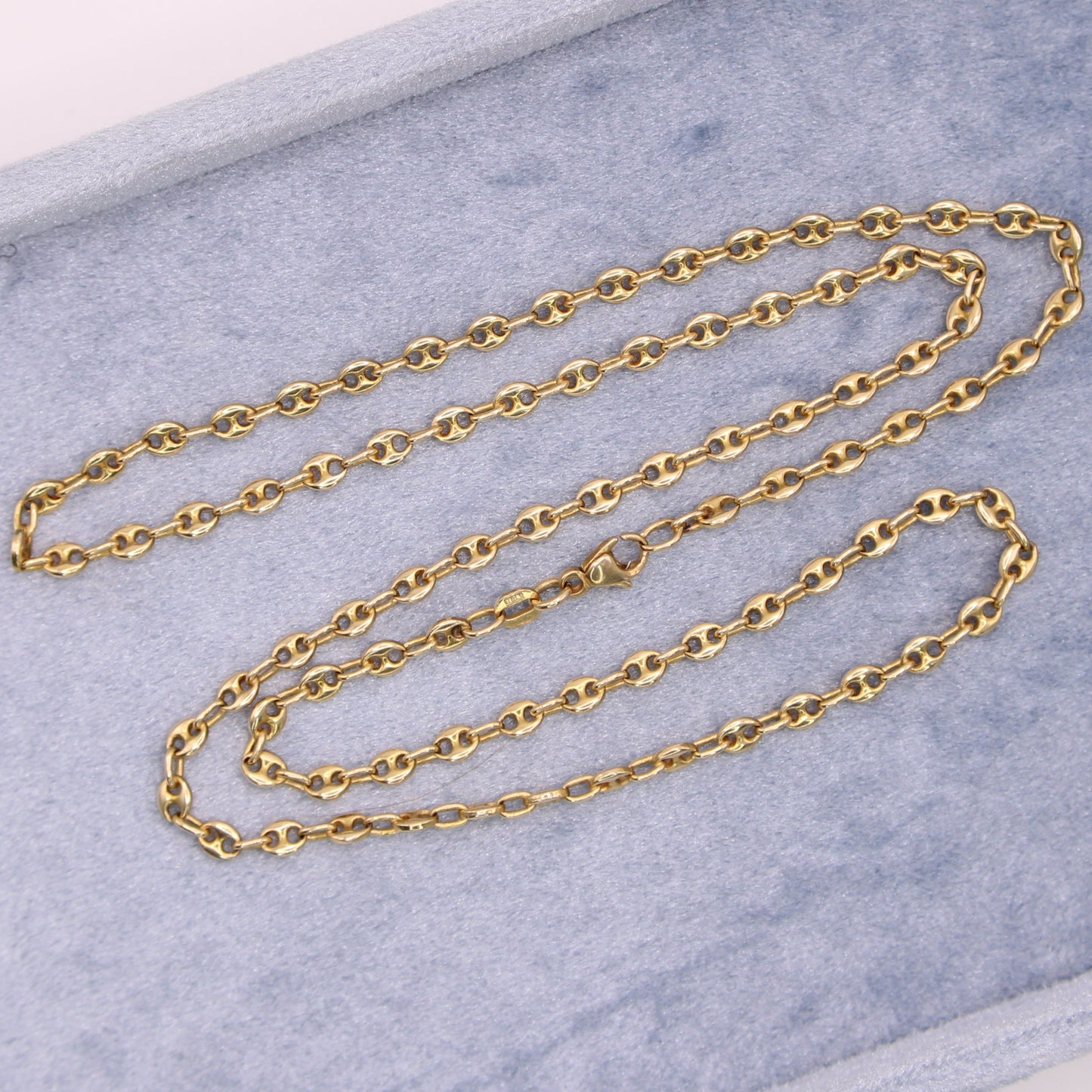 14kt Yellow Gold Solid Mariner Gucci Link Chain Necklace Unisex 21.75"